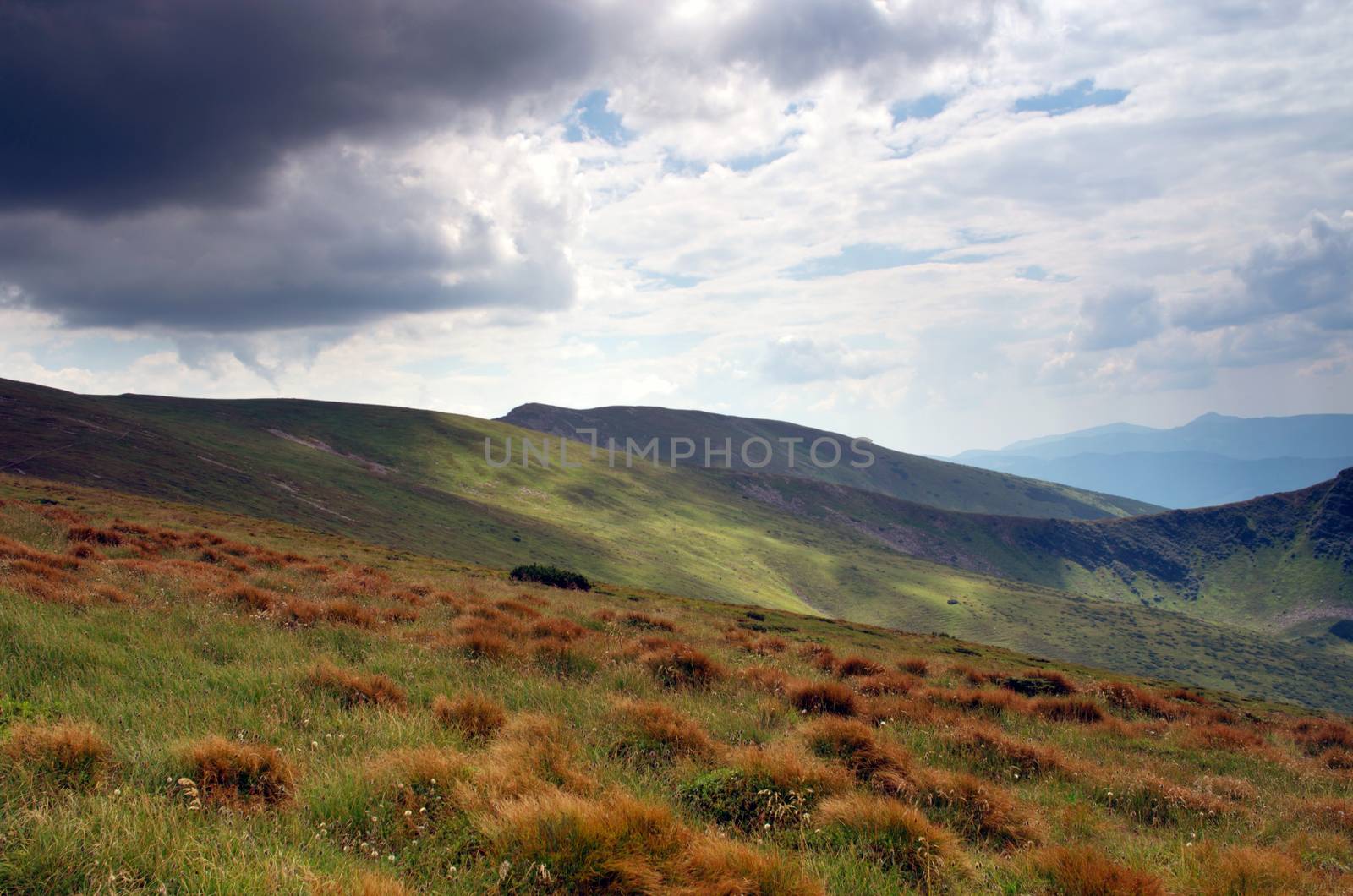 evening mountain plateau landscape (Carpathian, Ukraine) 