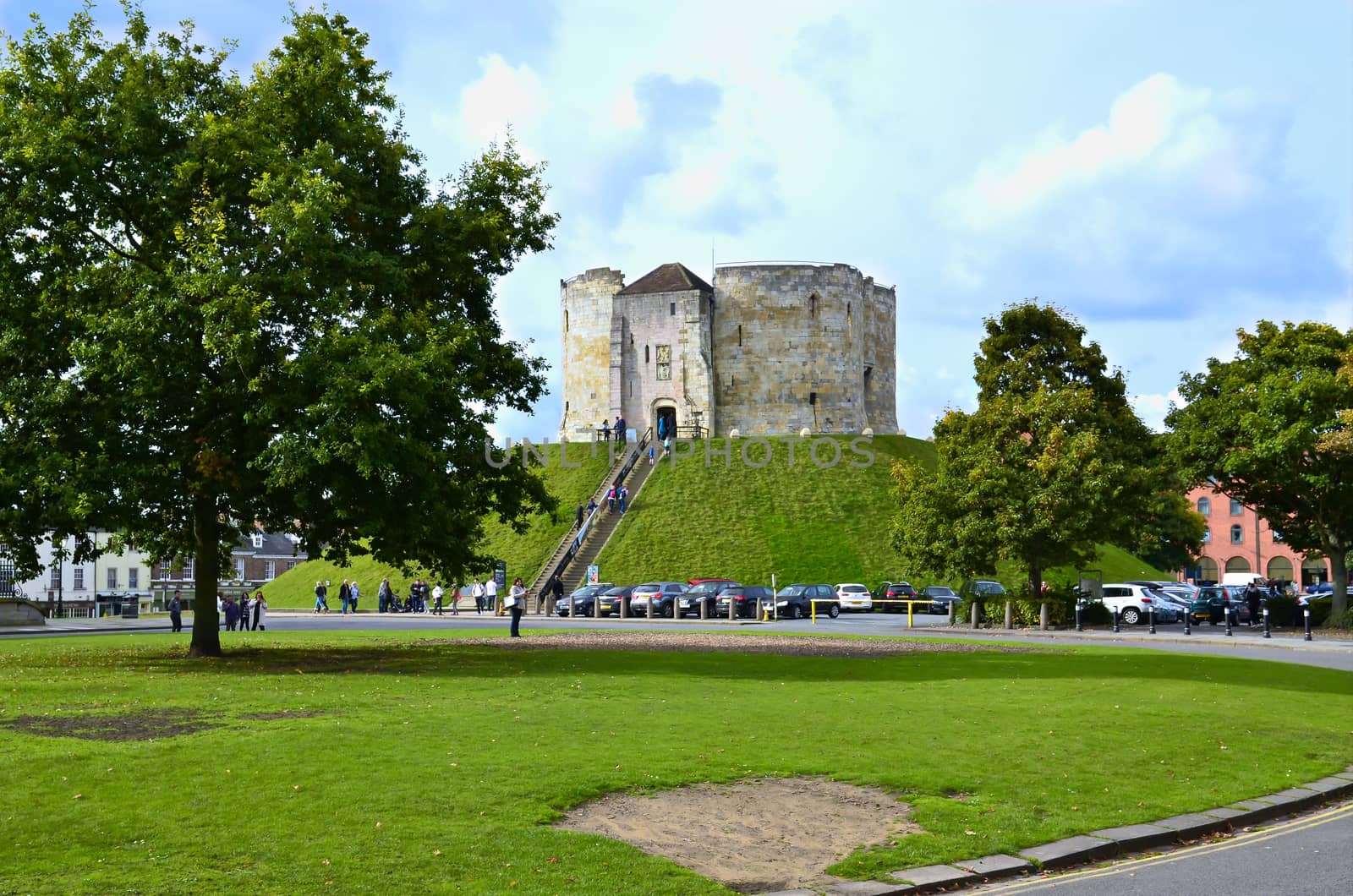 Cliffords Tower in York - north east  England, one of the famous tourist attractions.  It is the largest remaining part of York Castle