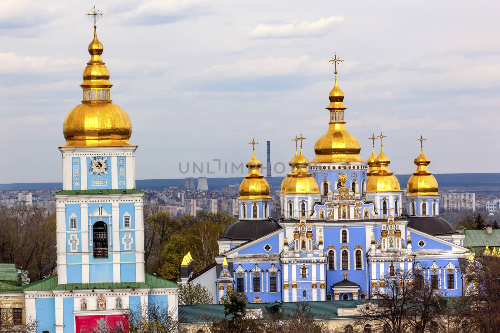 Saint Michael Monastery Cathedral Spires Tower Kiev Ukraine by bill_perry