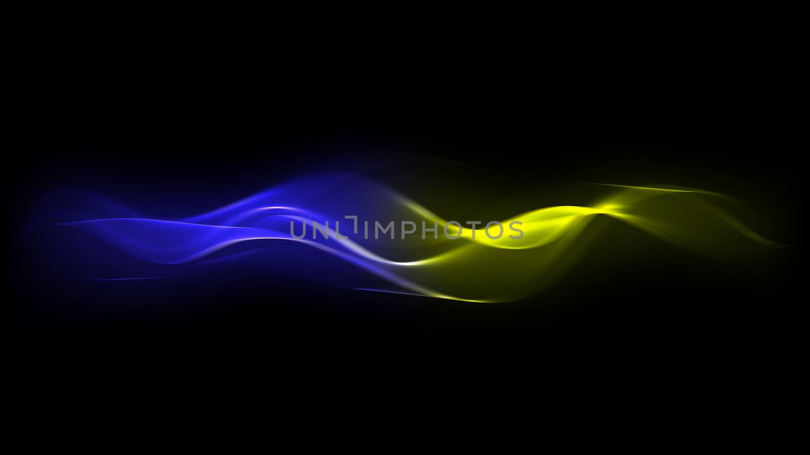 Abstract Blue and Yellow Energy Lines on Dark Background