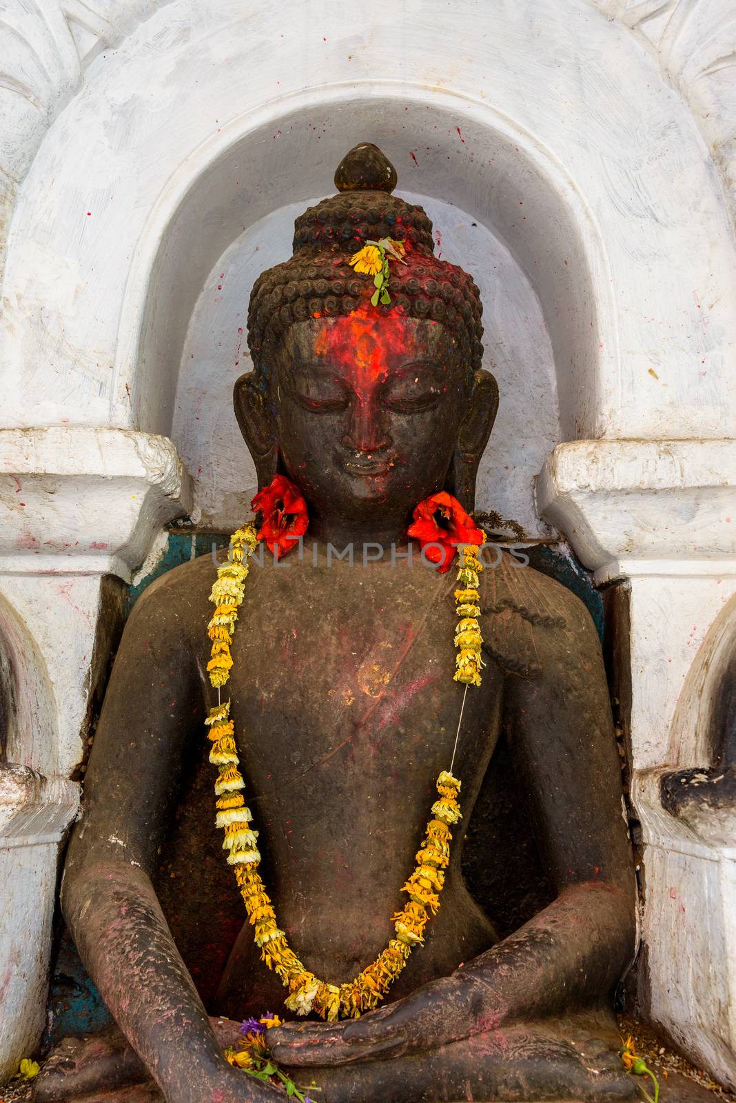 Buddha statue at Swayambhunath in Kathmandu, Nepal