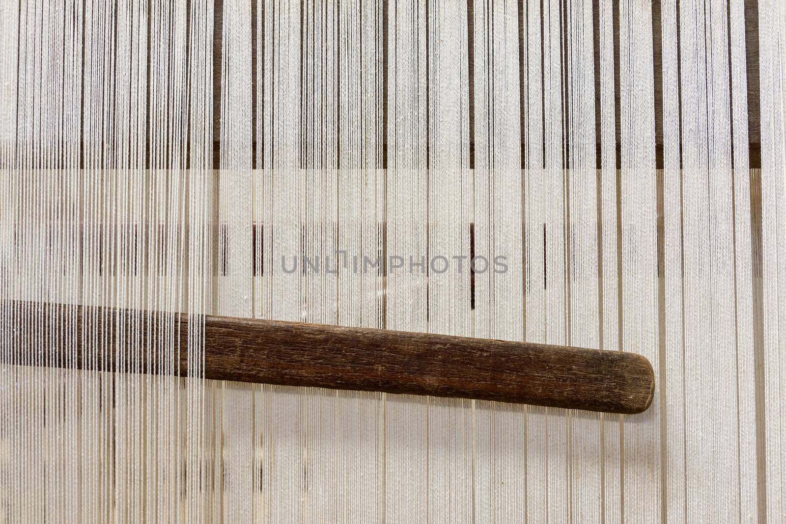 Traditional hand loom in a rug factory