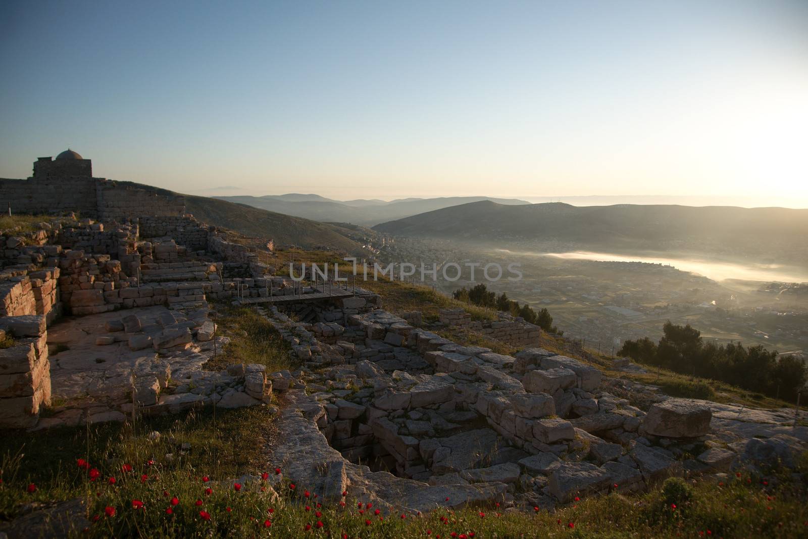 Ruins on holy mount Gerizim of Samaritans in Israel territory
