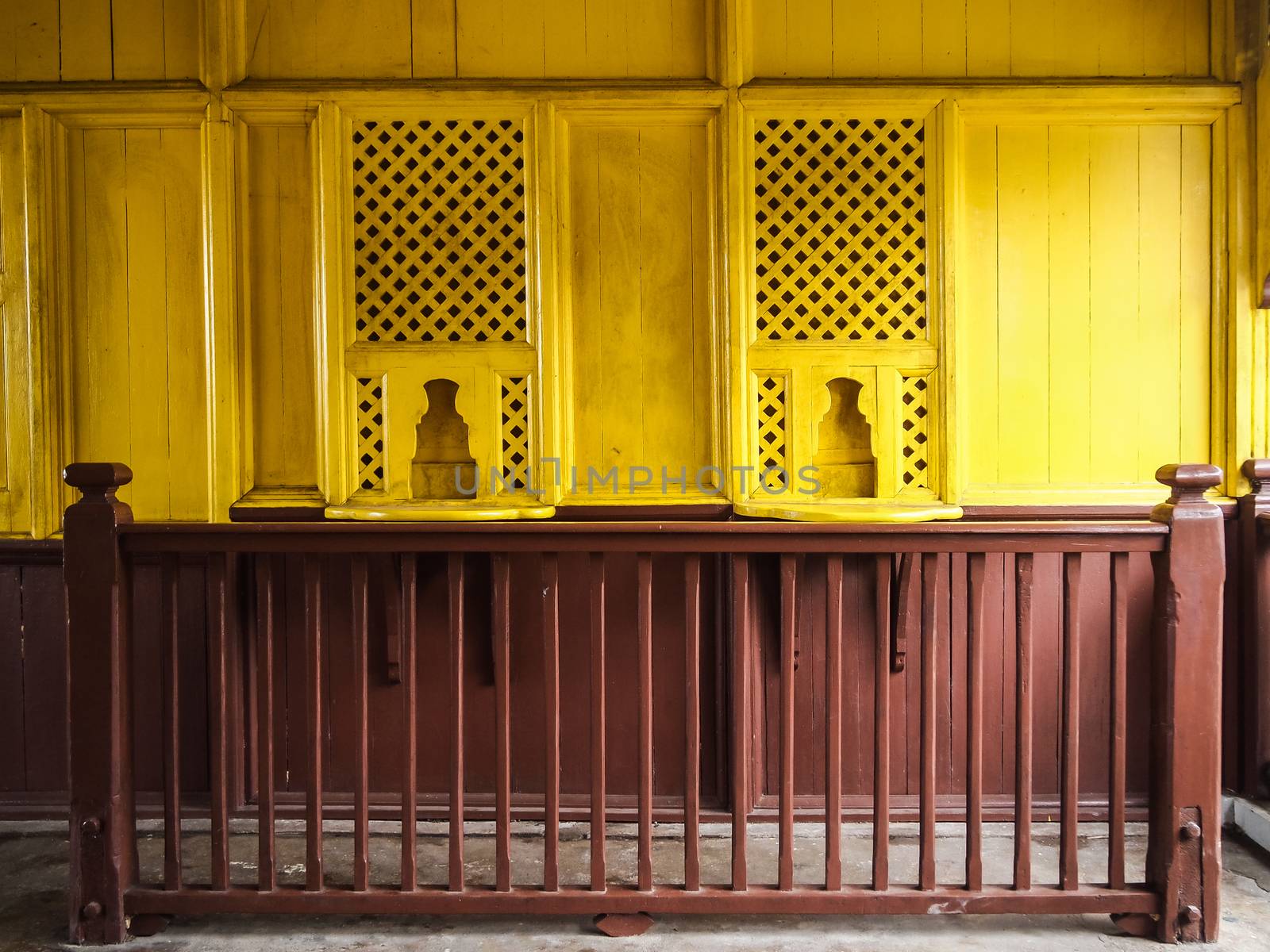 old vintage railway ticket counter at a train station