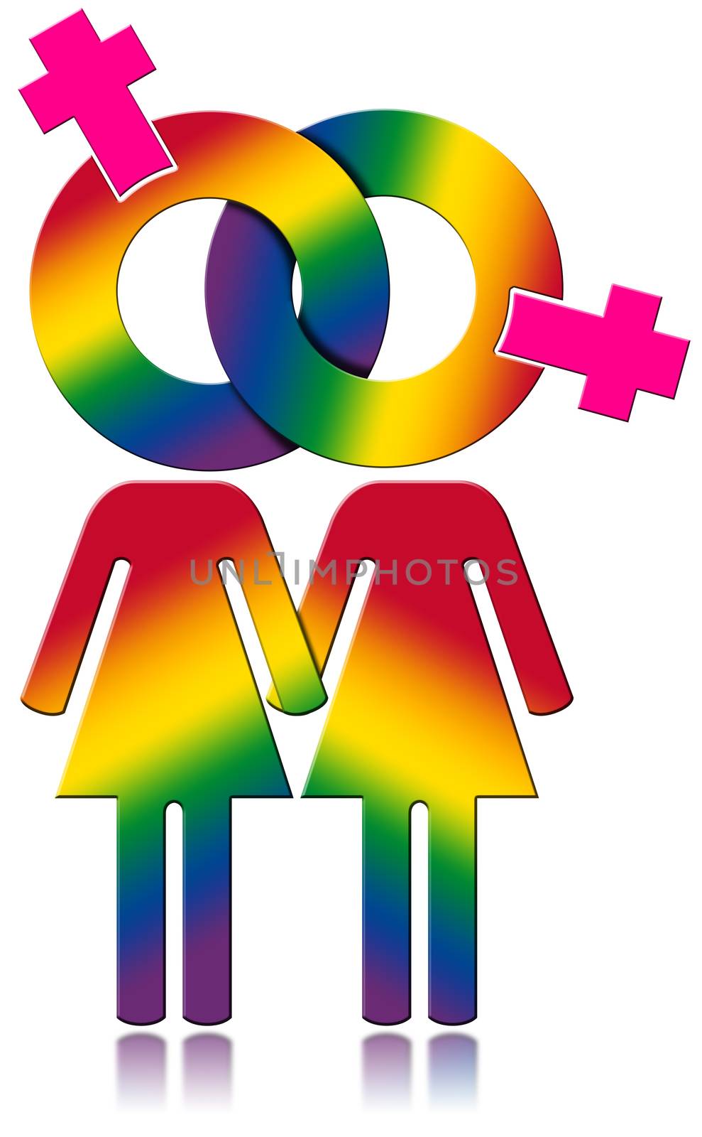 Lesbians Relationship - Rainbow Colored Symbol by catalby