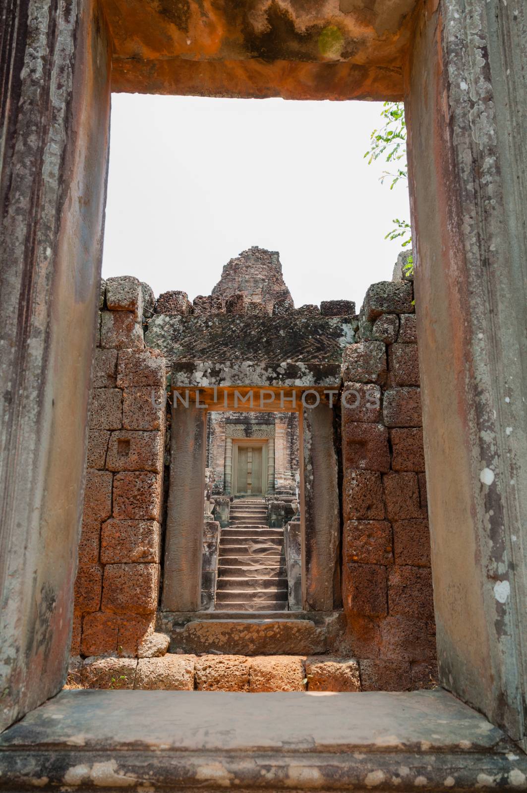 View through stone door at temple of Angkor Wat