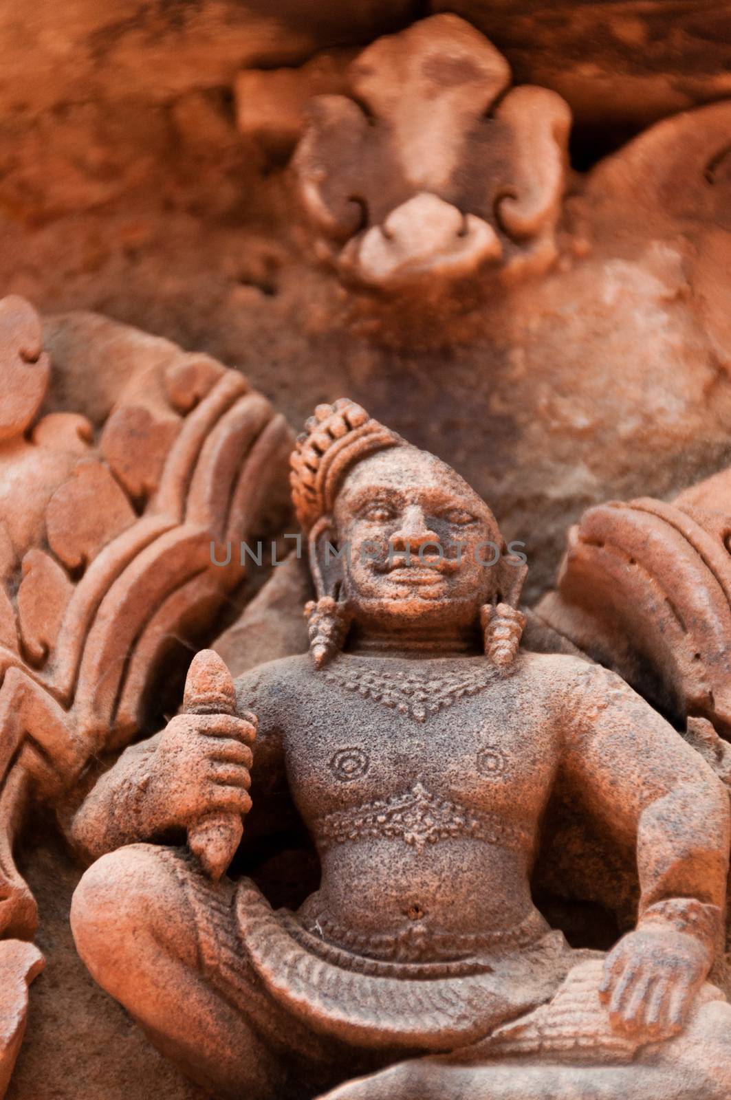 Detail of stone carvings at Banteay Srei Angkor Wat