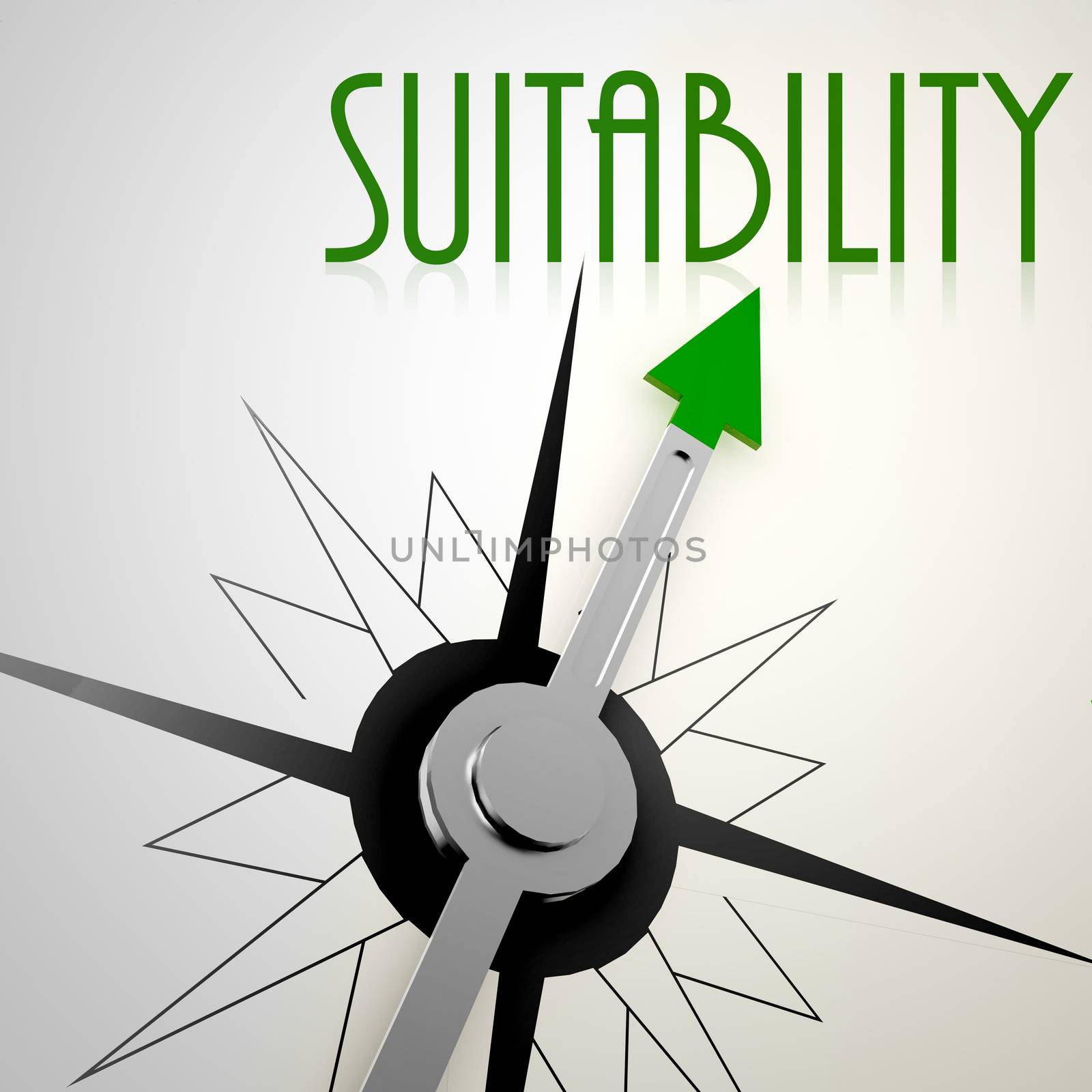 Suitability on green compass. Concept of healthy lifestyle