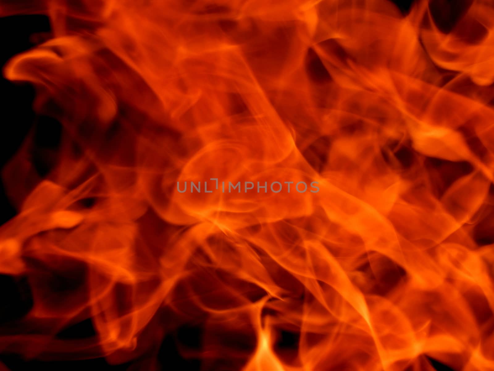 A bright fire and flames
