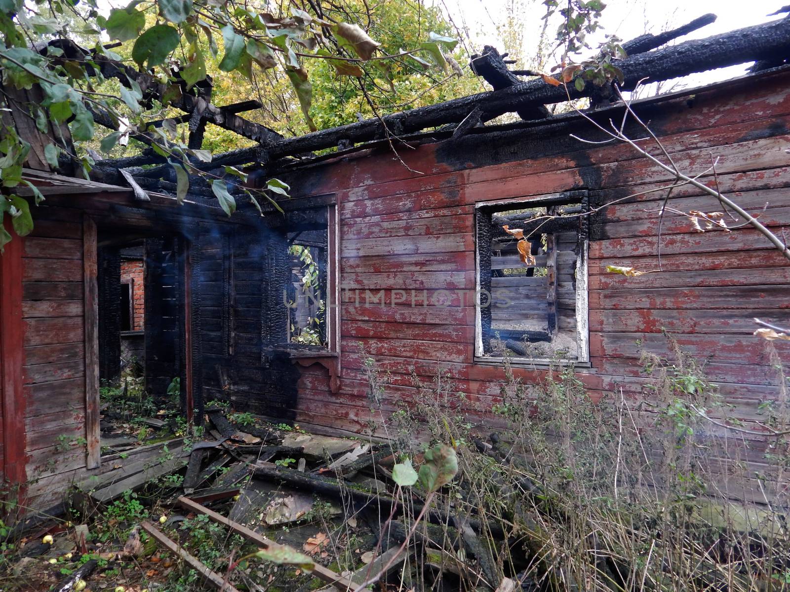 Village house burned