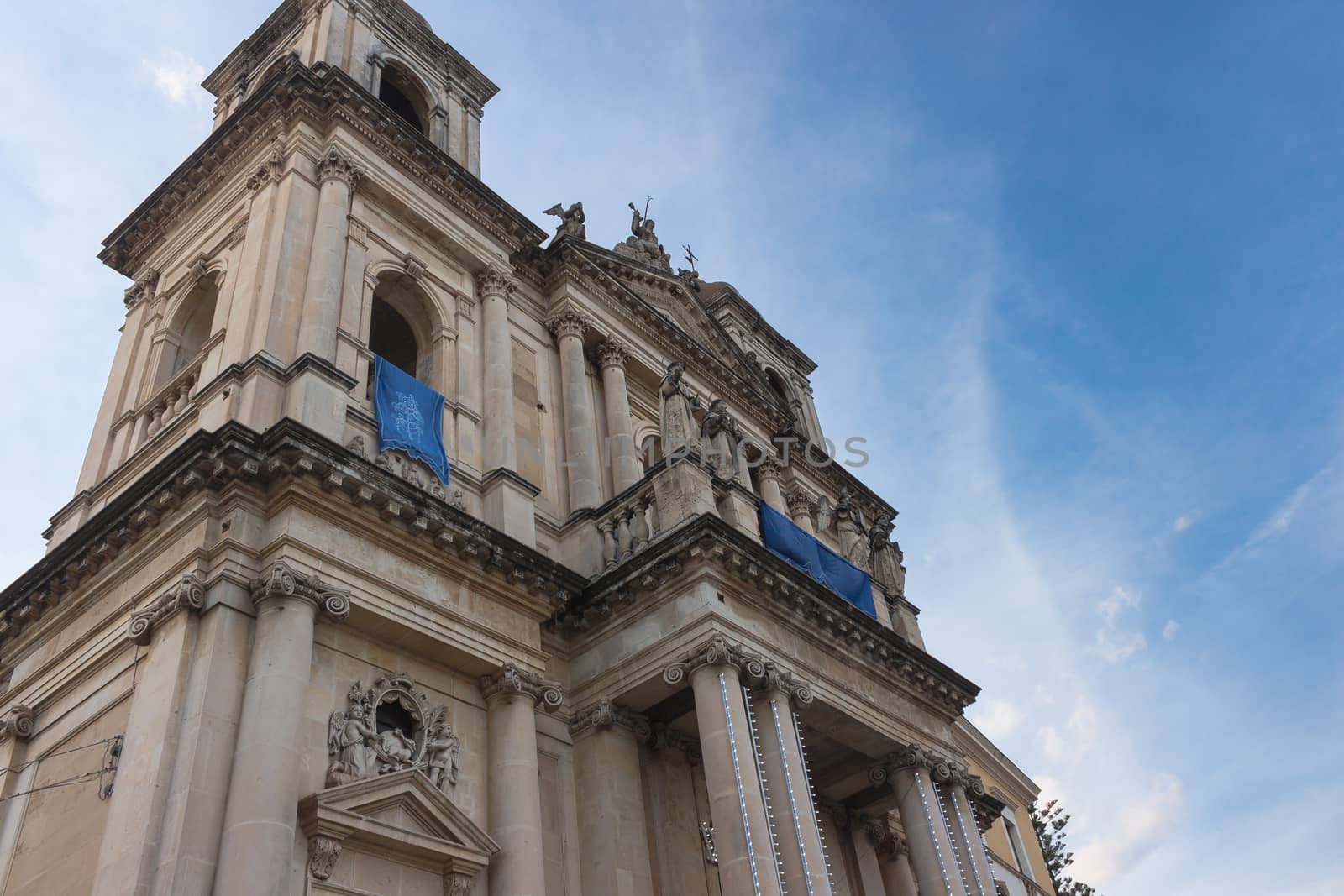 View of a italian church on blue sky