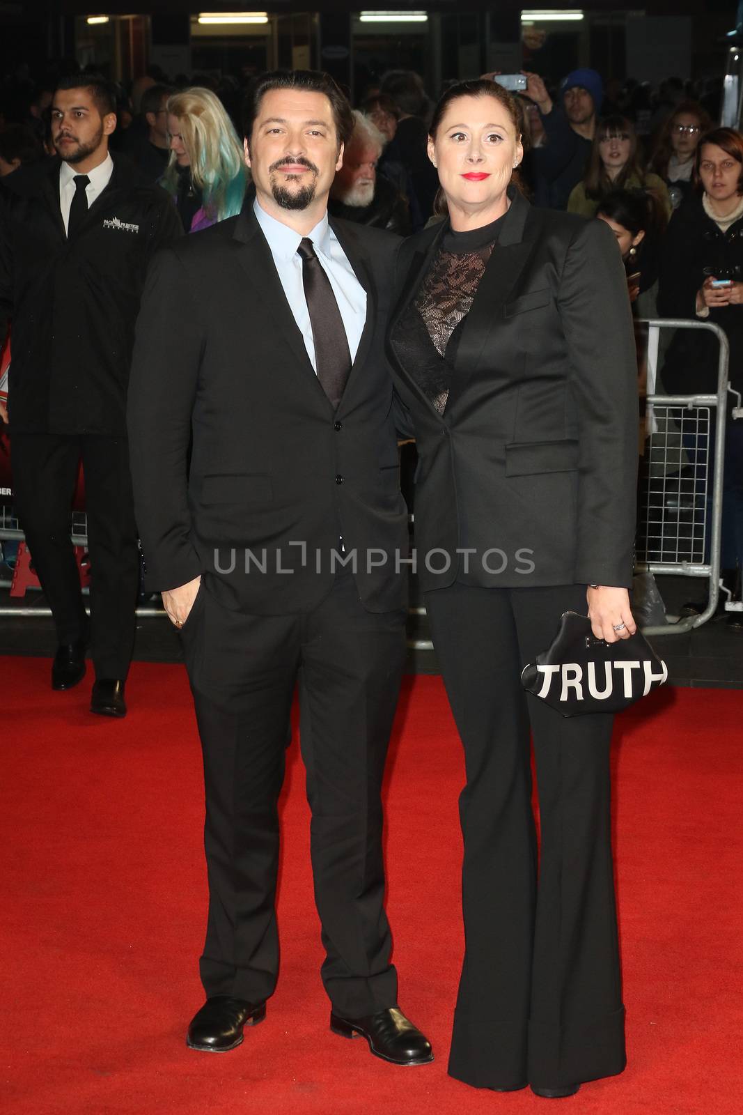 UNITED KINGDOM, London: James Vanderbilt and Amber Freeman attend a screening of Truth during the BFI London Film Festival at Odeon Leicester Square on October 17, 2015. 