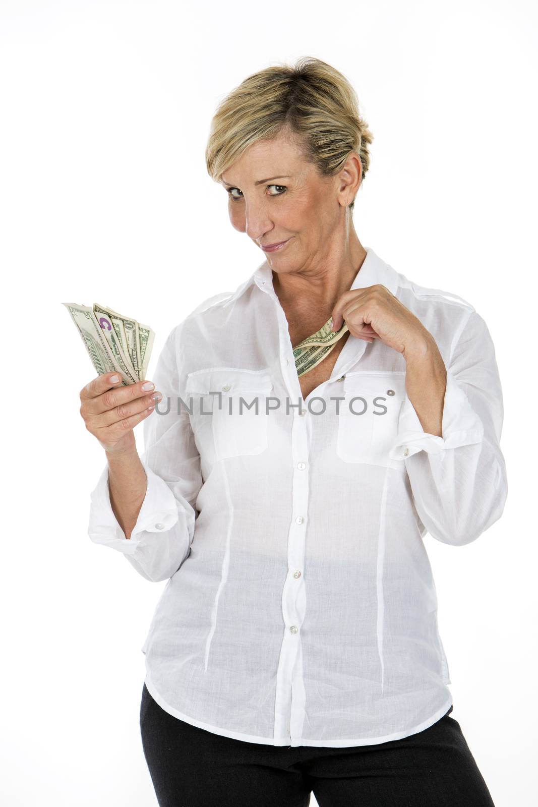 manager woman holding banknote