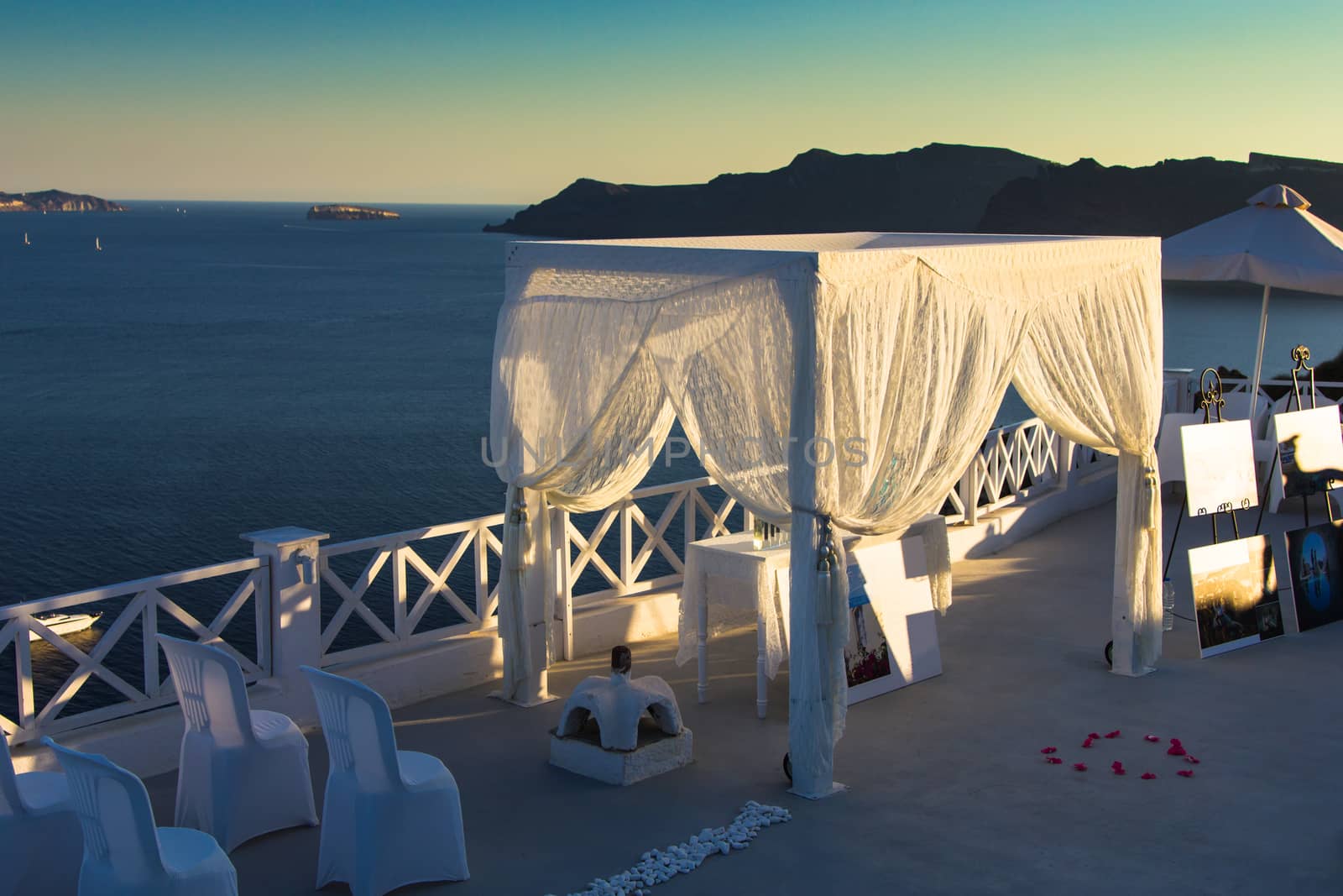 The adorned altar over the cliff in Greece