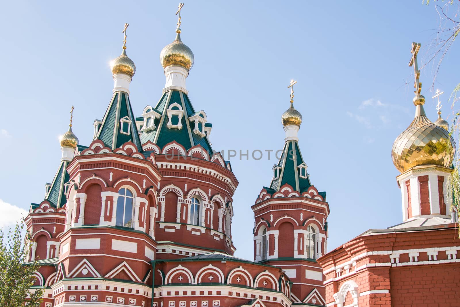 Volgograd, Russia - September 12, 2015: Kazan Cathedral in Volgograd, Lipetsk street, 10. An architectural monument of the 19th century. In 2011, the restoration of the original appearance of the cathedral