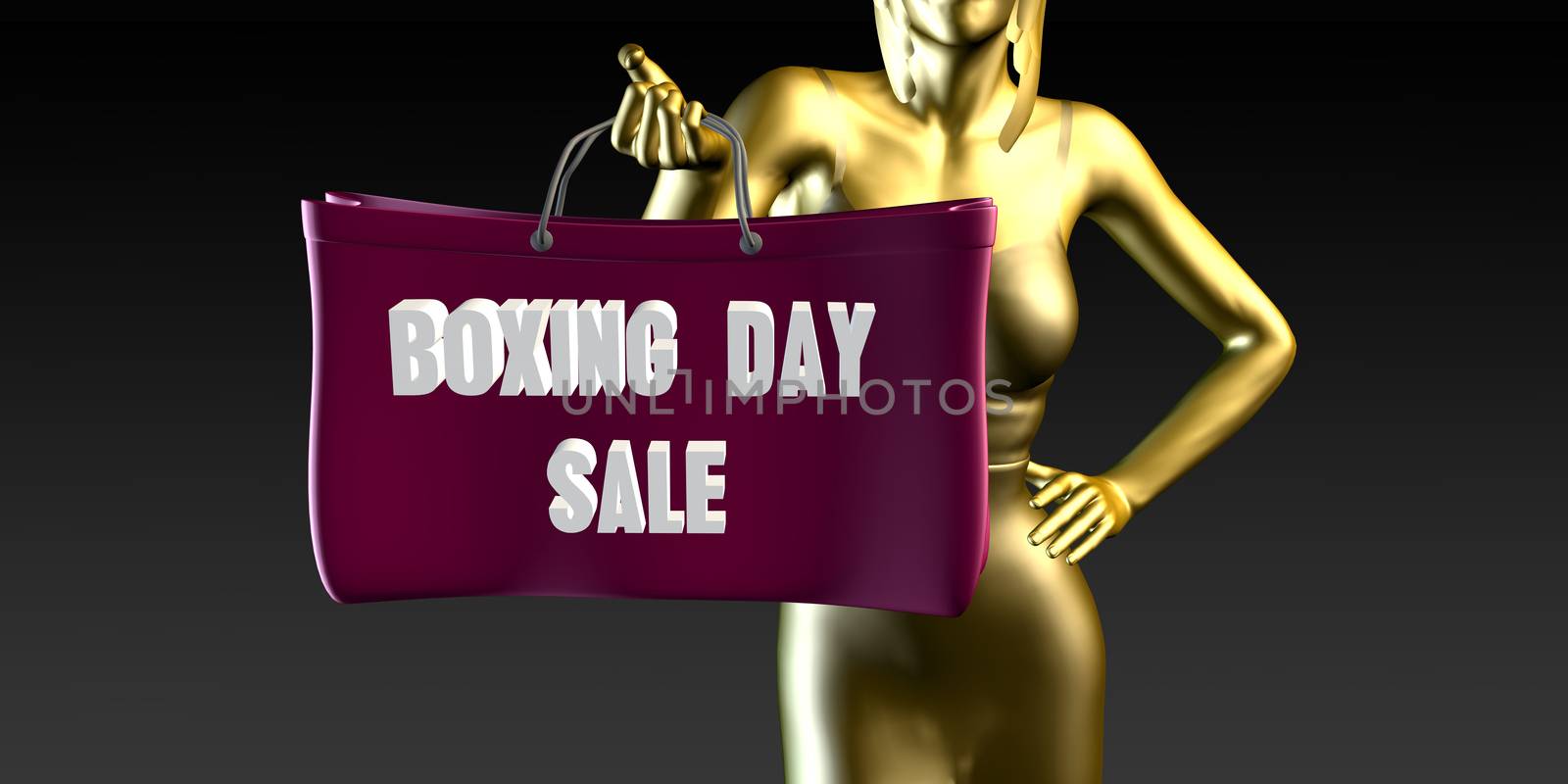 Boxing Day Sale with a Lady Holding Shopping Bags