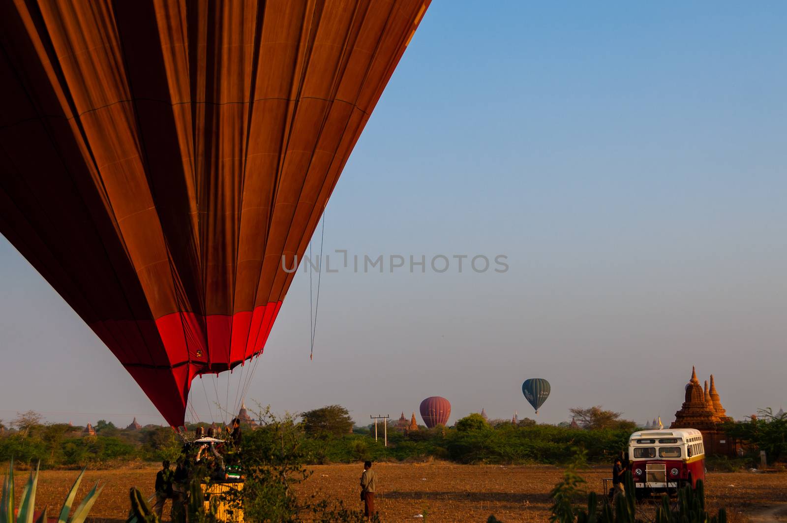 The Temples of bagan at sunrise, Bagan Pagan, Myanmar Burma