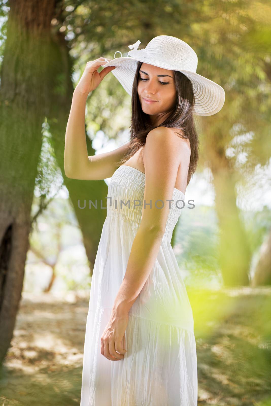 Beautiful Woman With White Sun Hat by MilanMarkovic78