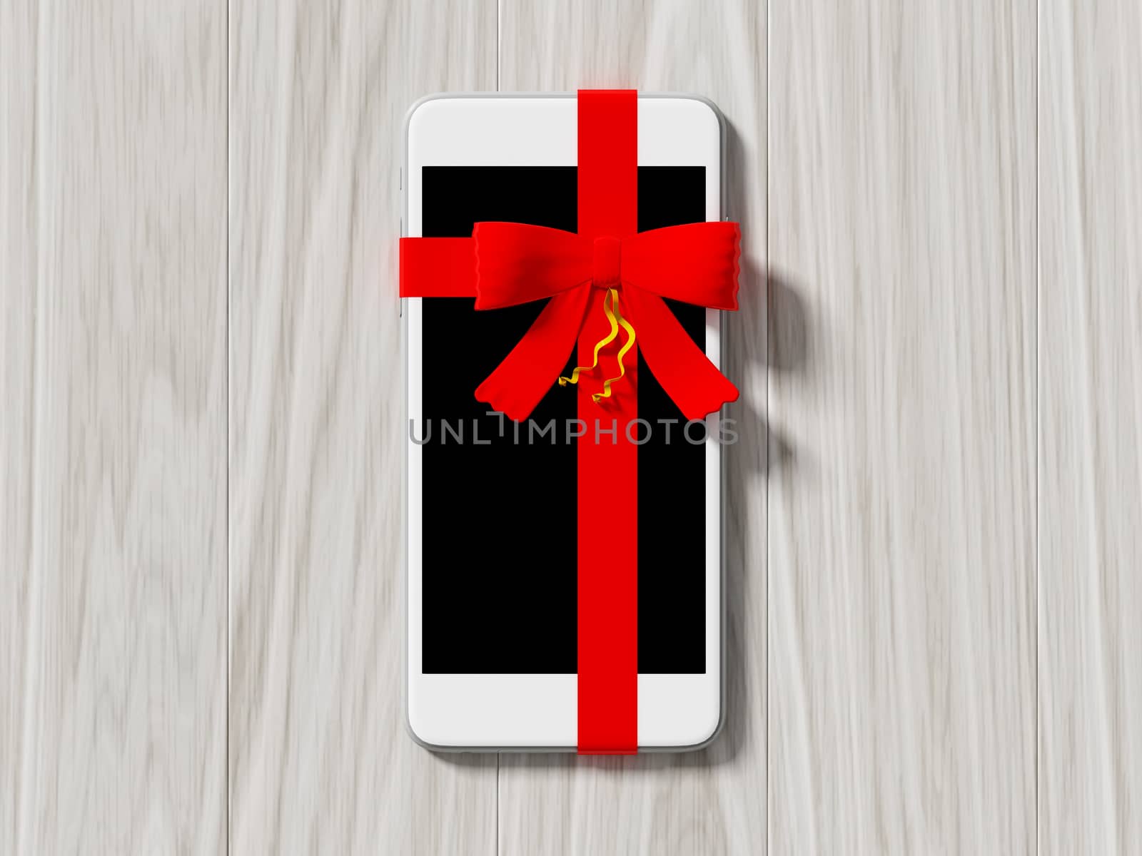 smartphone wrapped with color ribbon by teerawit