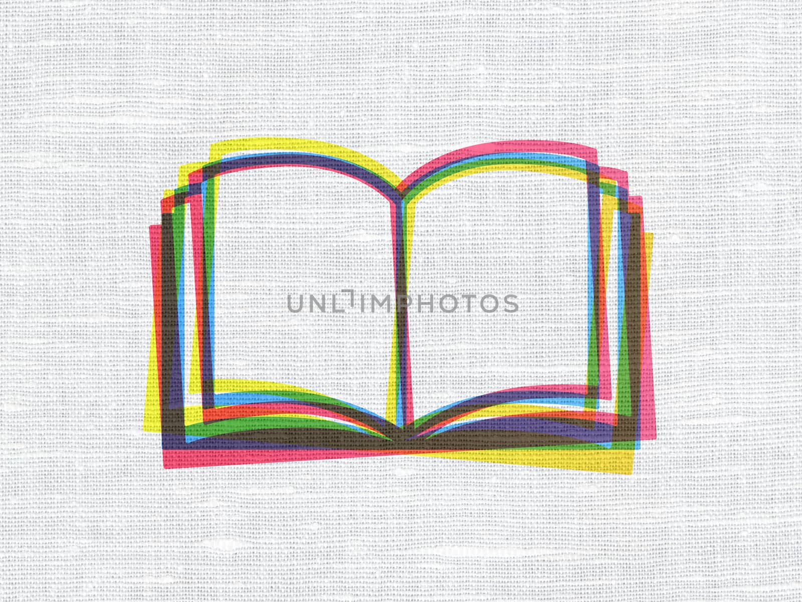 Science concept: CMYK Book on linen fabric texture background