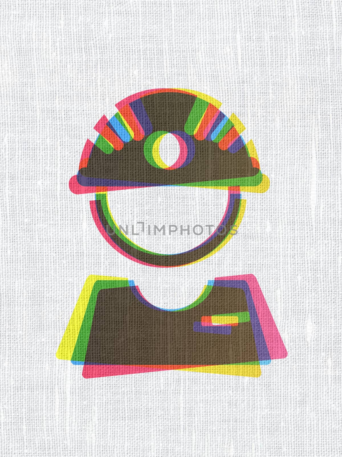 Industry concept: CMYK Factory Worker on linen fabric texture background