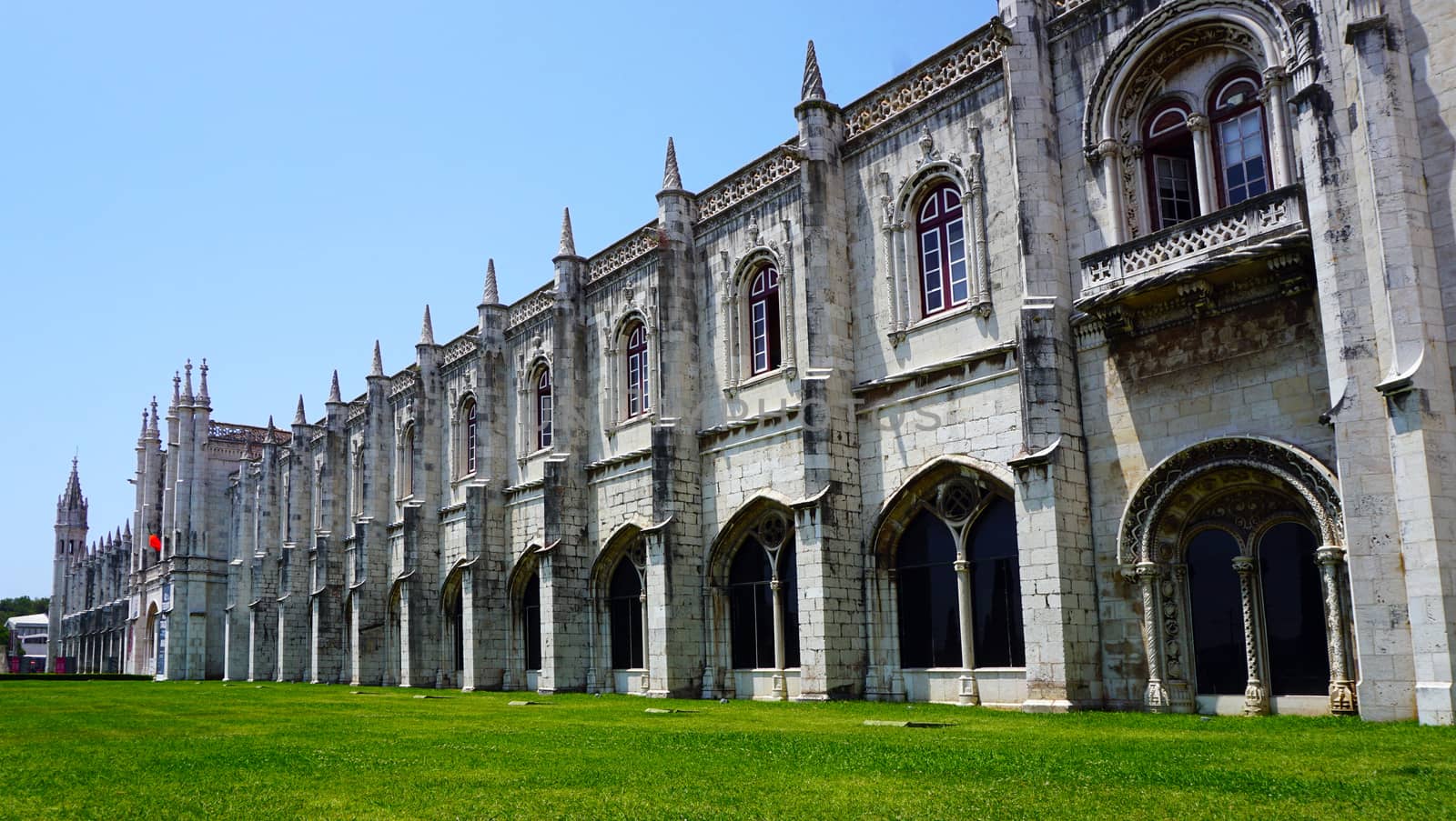 exterior of jeronimos architecture in lisbon Portugal