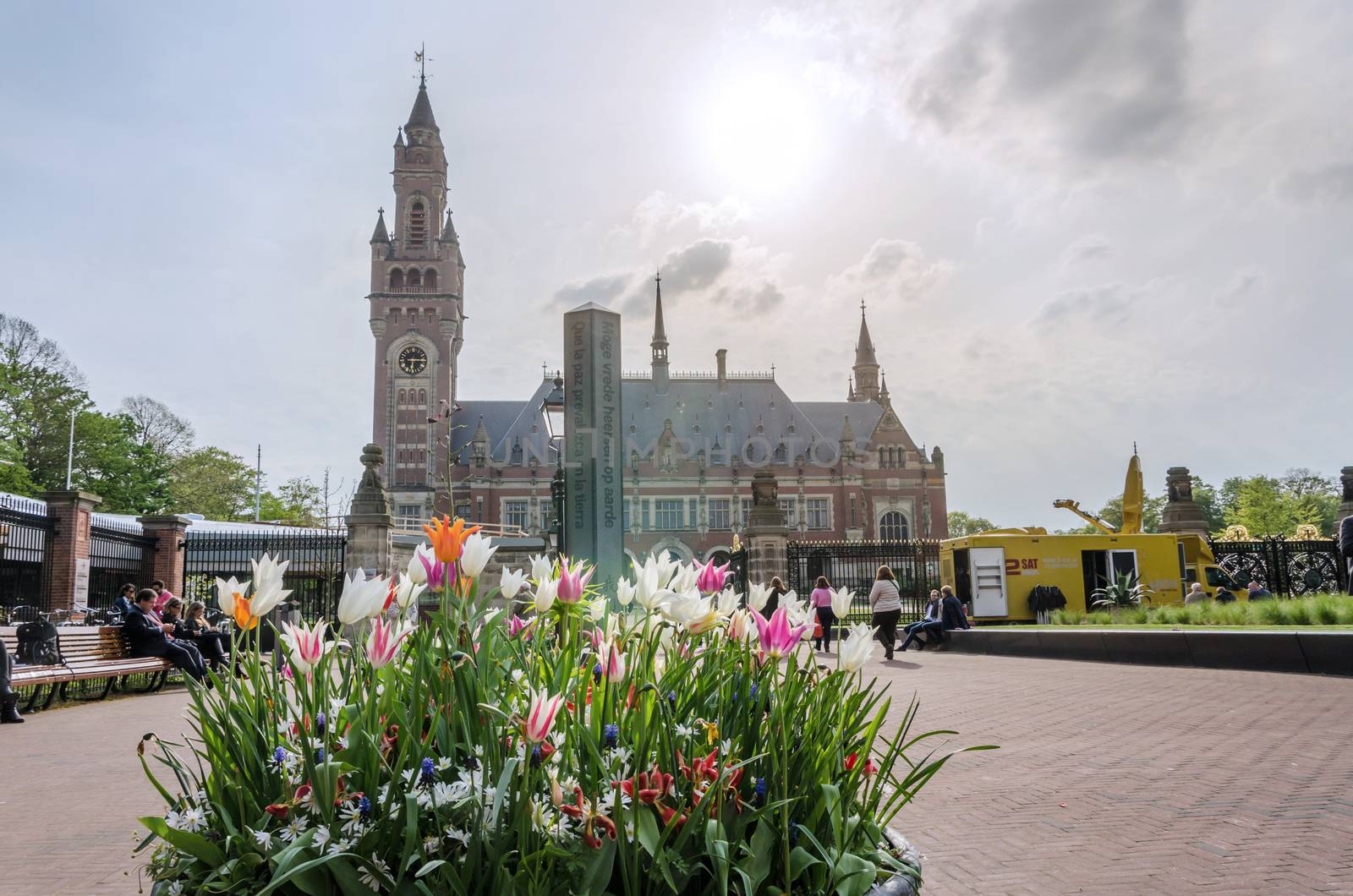 The Hague, Netherlands - May 8, 2015: Reporters at The Peace Palace in The Hague by siraanamwong