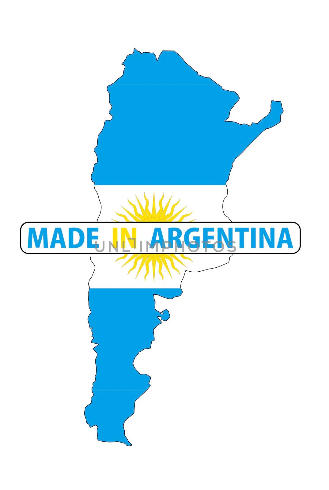 made in argentina country national flag map shape with text