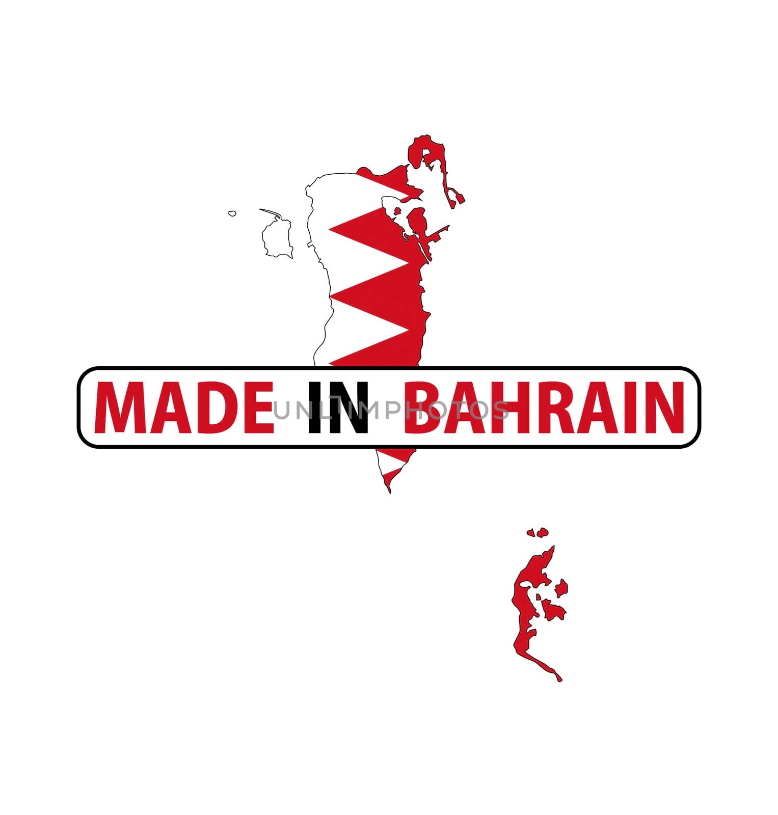 made in bahrain country national flag map shape with text