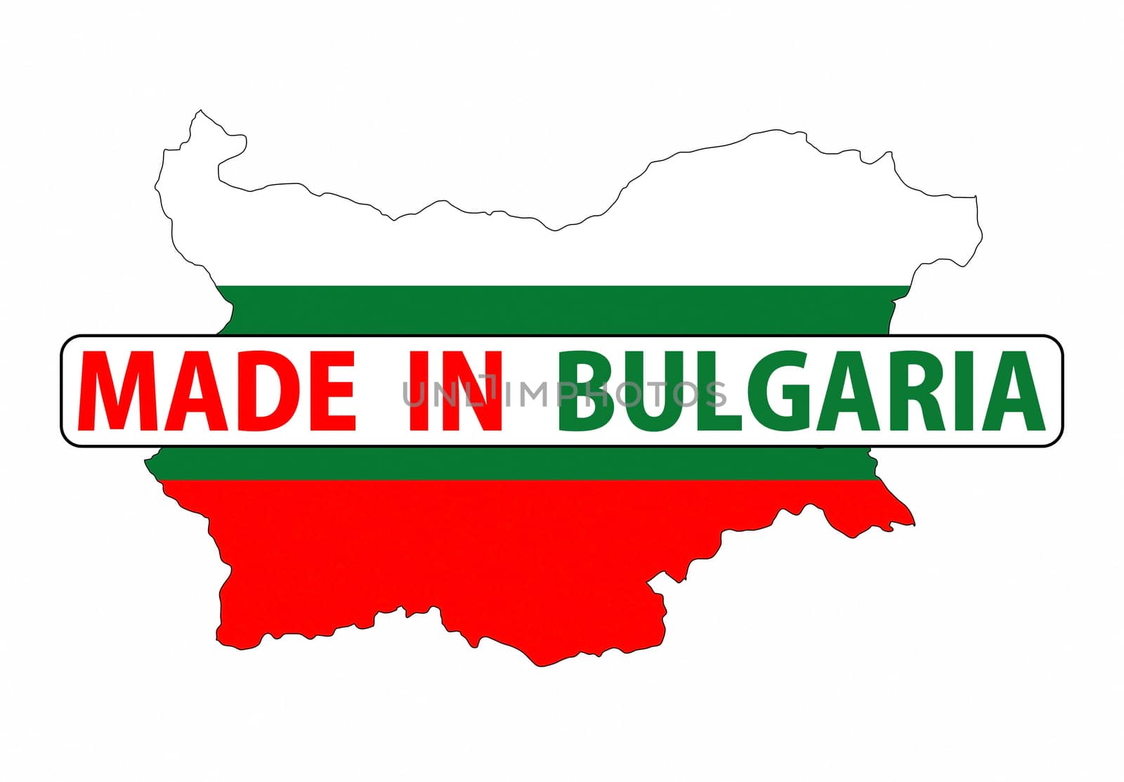 made in bulgaria country national flag map shape with text