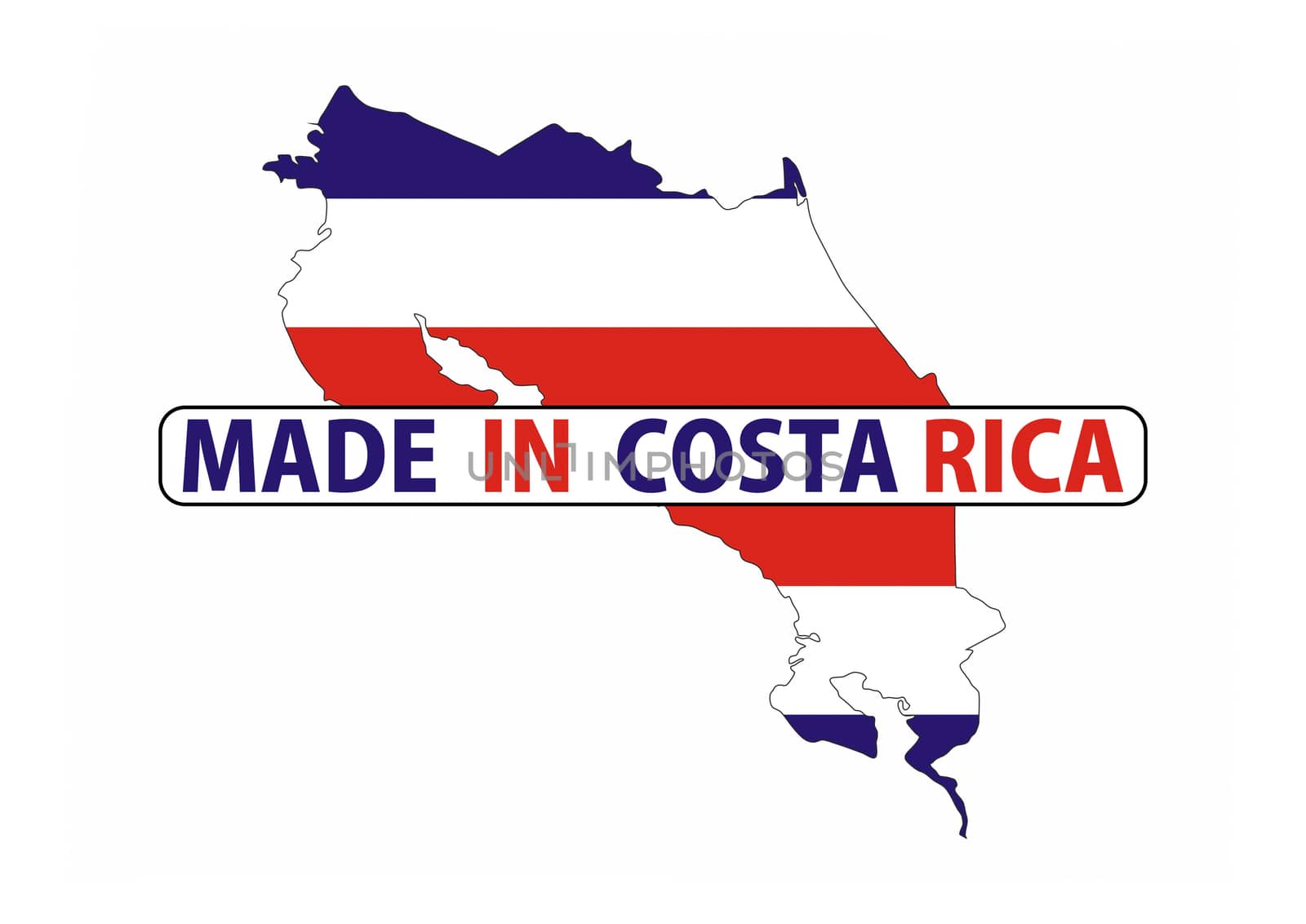 made in costa rica country national flag map shape with text