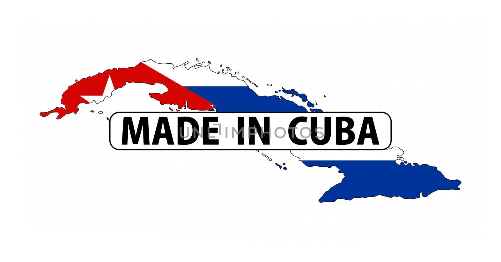 made in cuba country national flag map shape with text