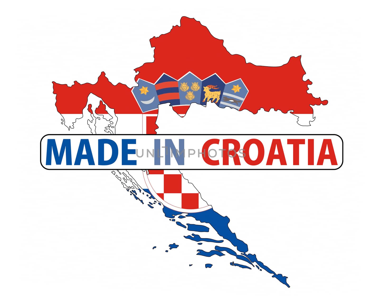 made in croatia country national flag map shape with text