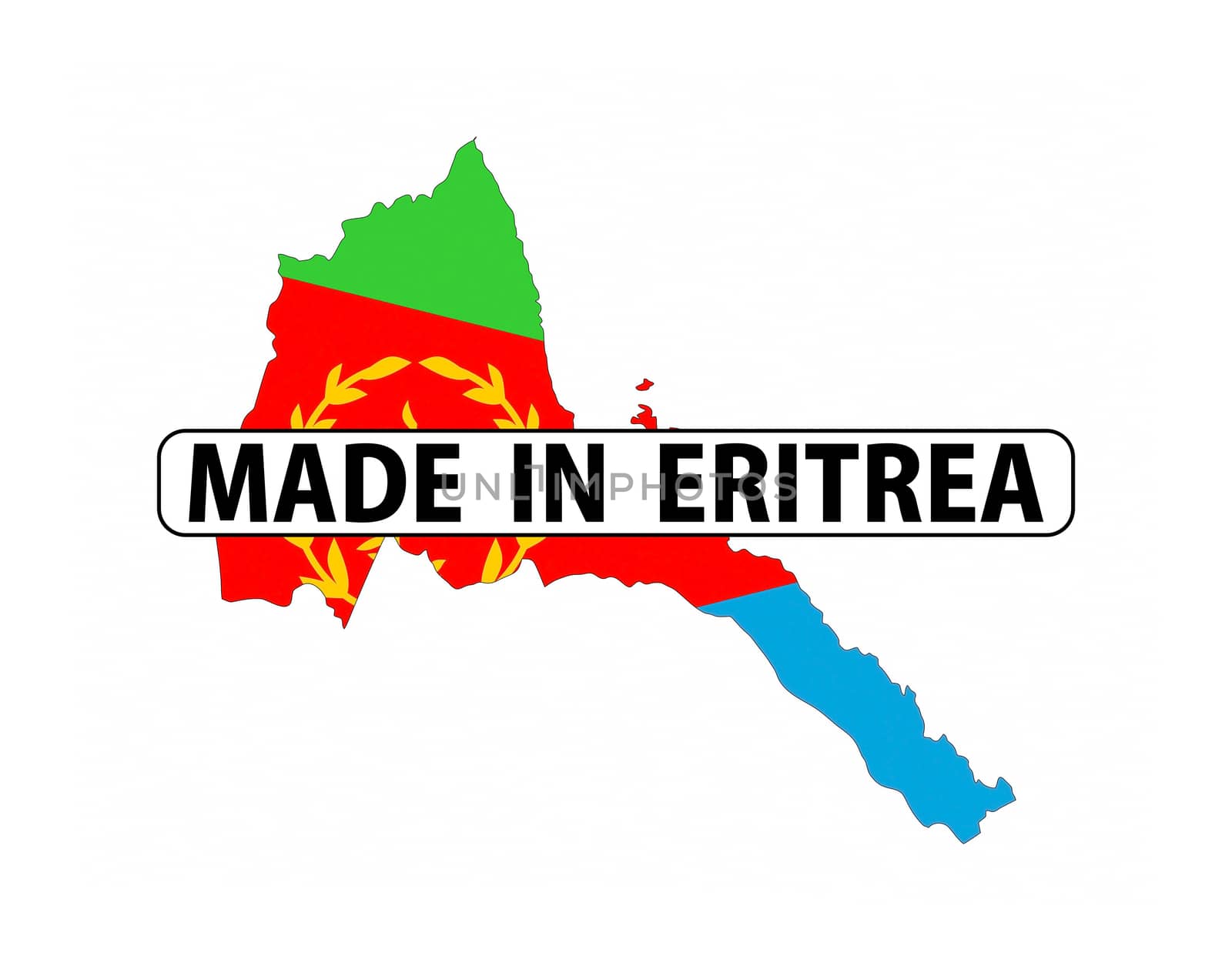 made in eritrea country national flag map shape with text