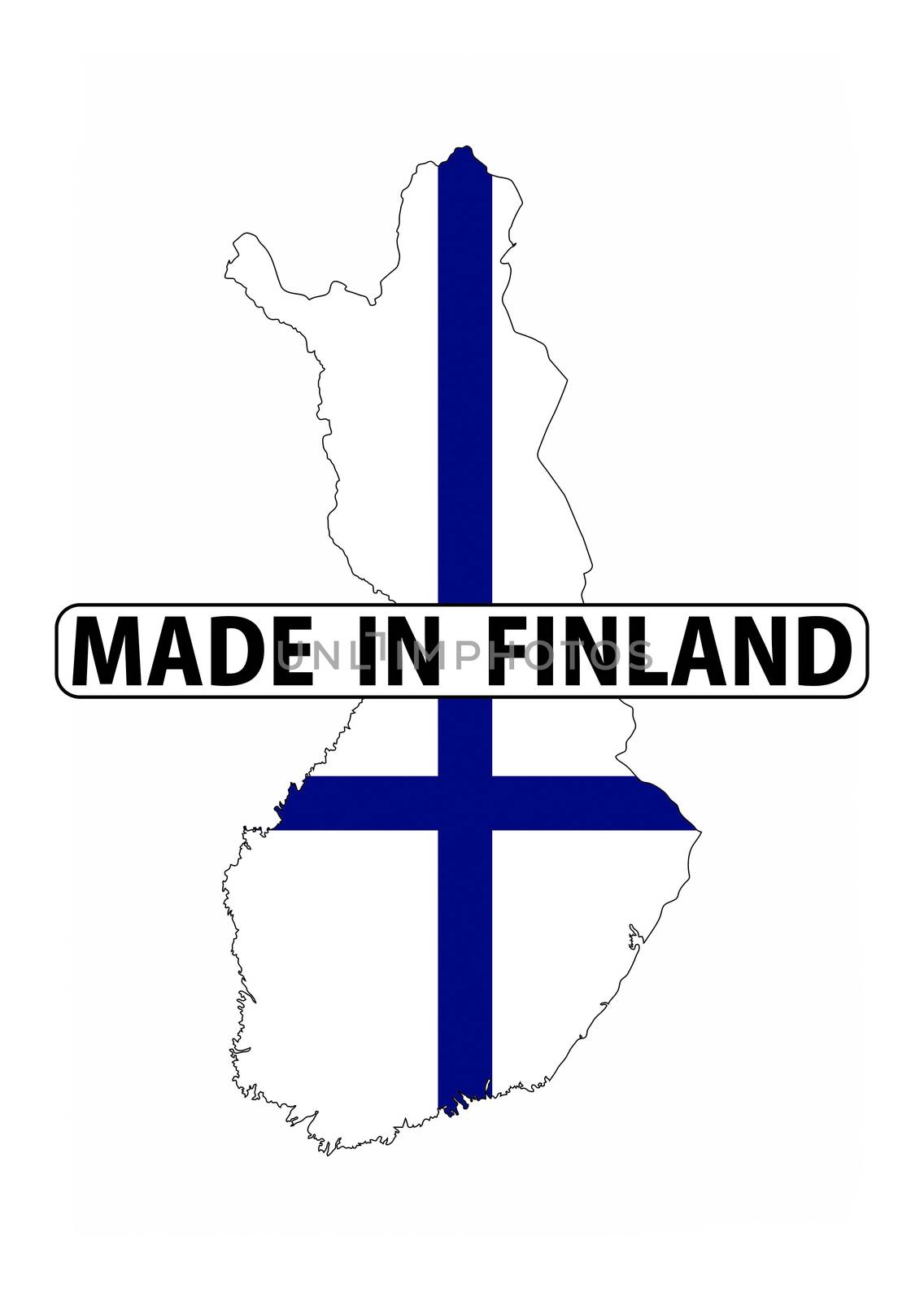 made in finland country national flag map shape with text