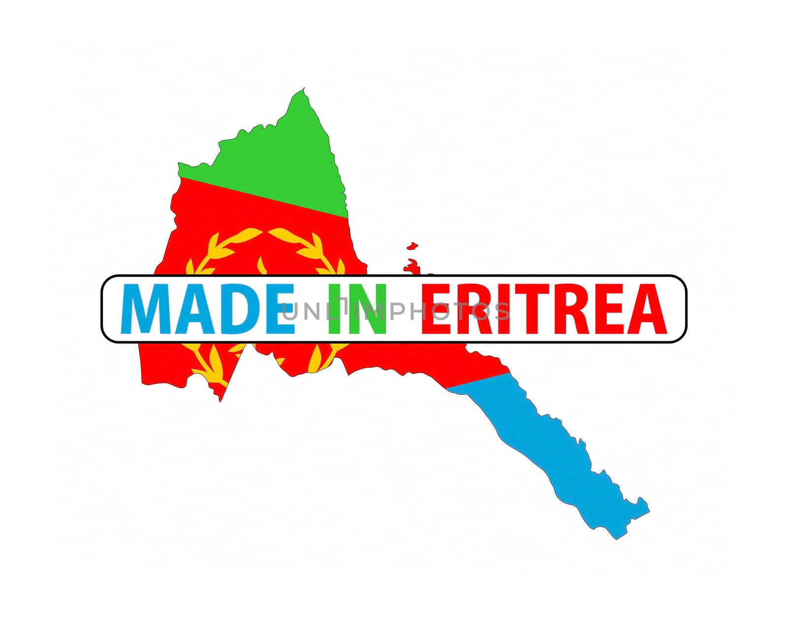 made in eritrea country national flag map shape with text