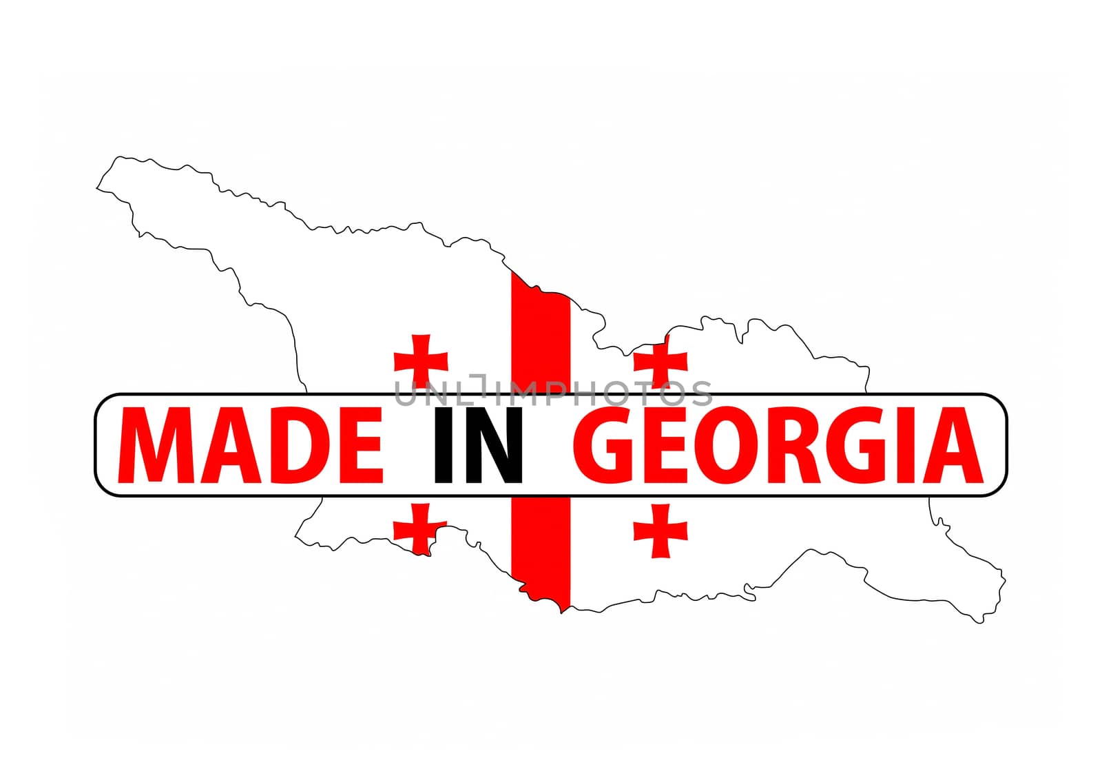 made in georgia country national flag map shape with text