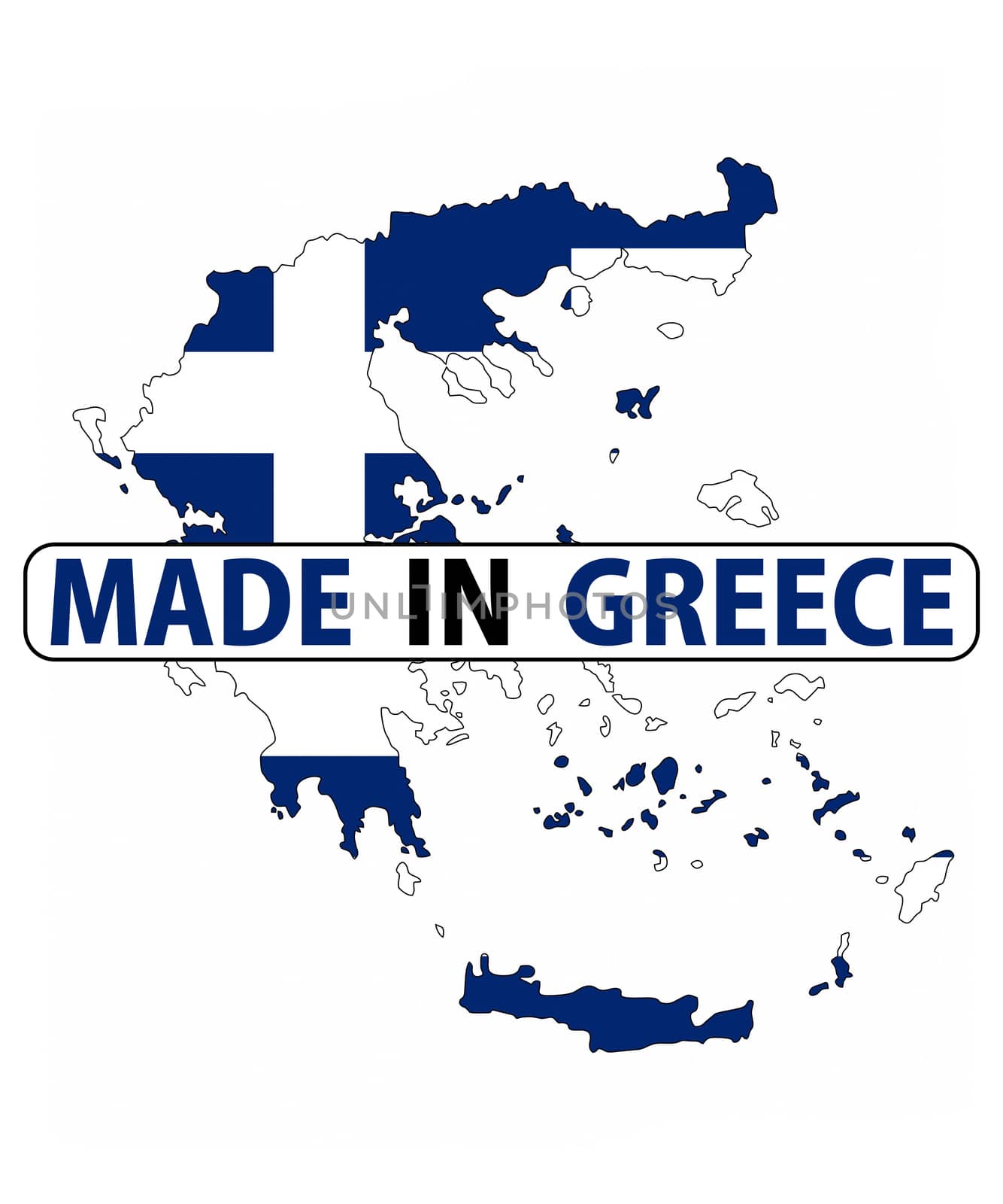 made in greece country national flag map shape with text