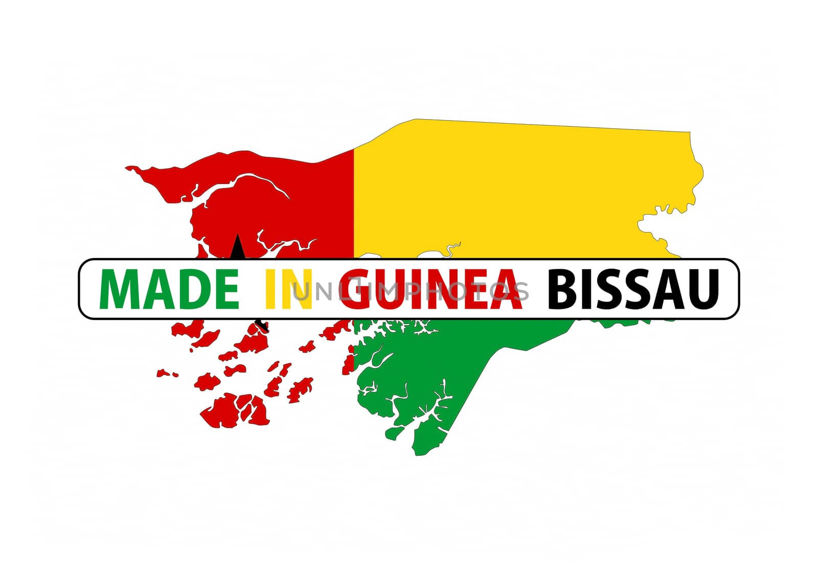 made in guinea bissau country national flag map shape with text