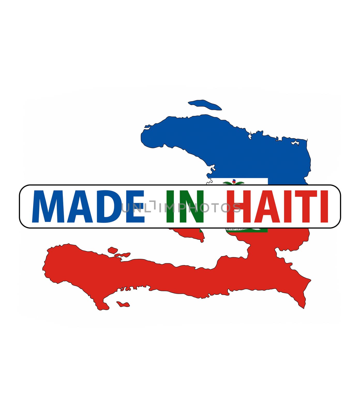 made in haiti country national flag map shape with text