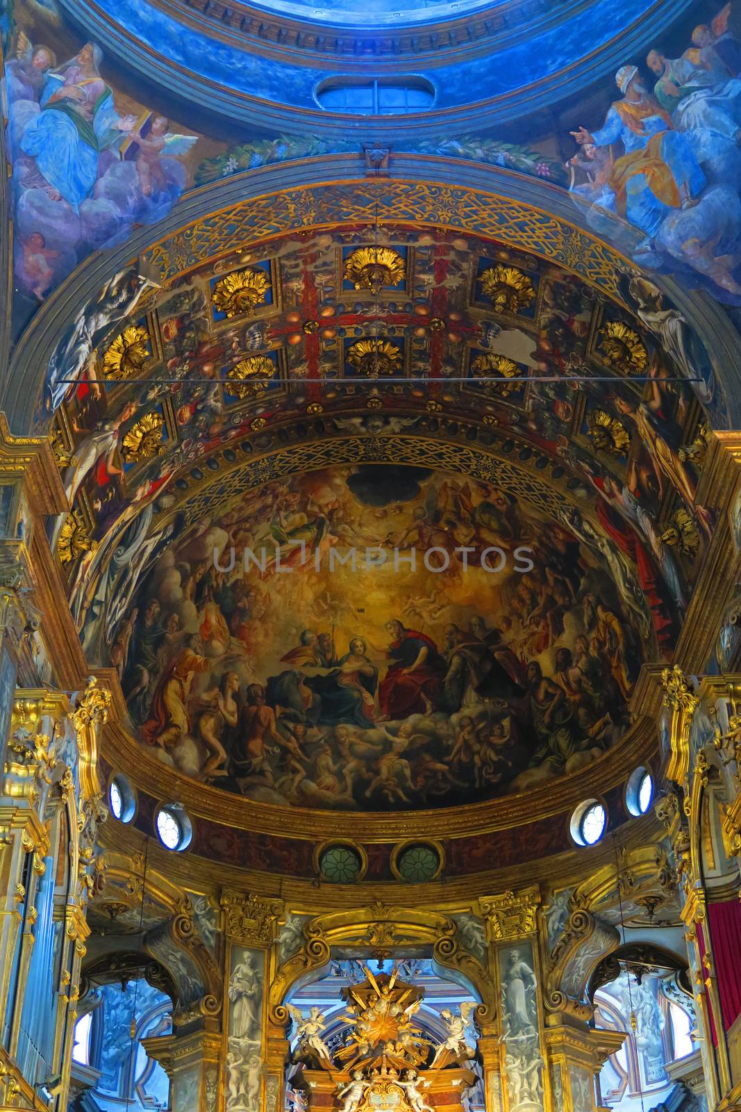 Parma,Italy, 25 september 2015. Basilica of Santa Maria della Steccata is a Greek-cross design Renaissance church in central Parma, Italy,one of the most important architectural examples of the city.Was built between 1521 and 1539 to preserve a miraculous image of the Virgin and child.The interior was decorated by prominent artists.Many paintings (pictured) were realized by Parmigianino.