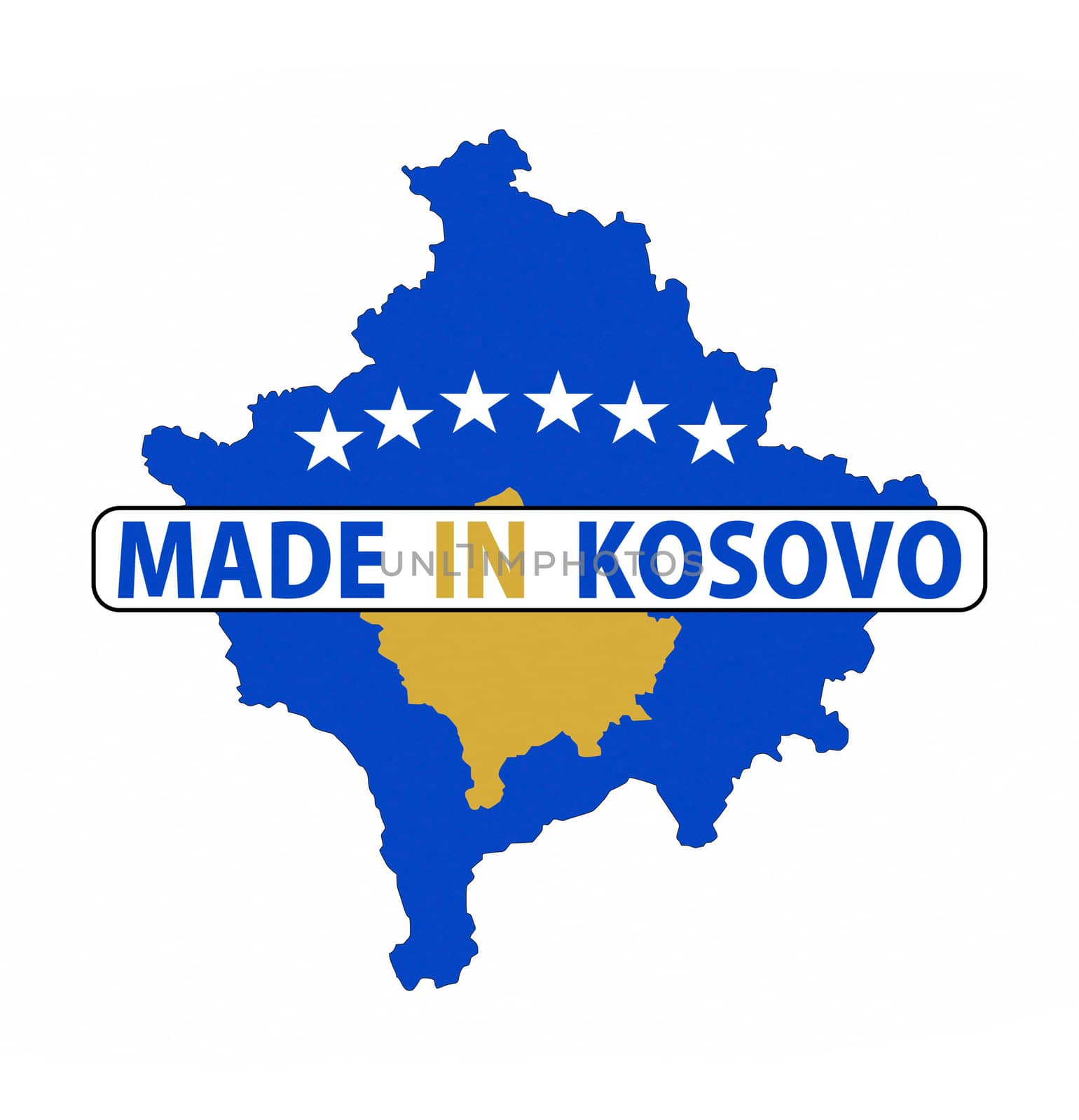 made in kosovo country national flag map shape with text