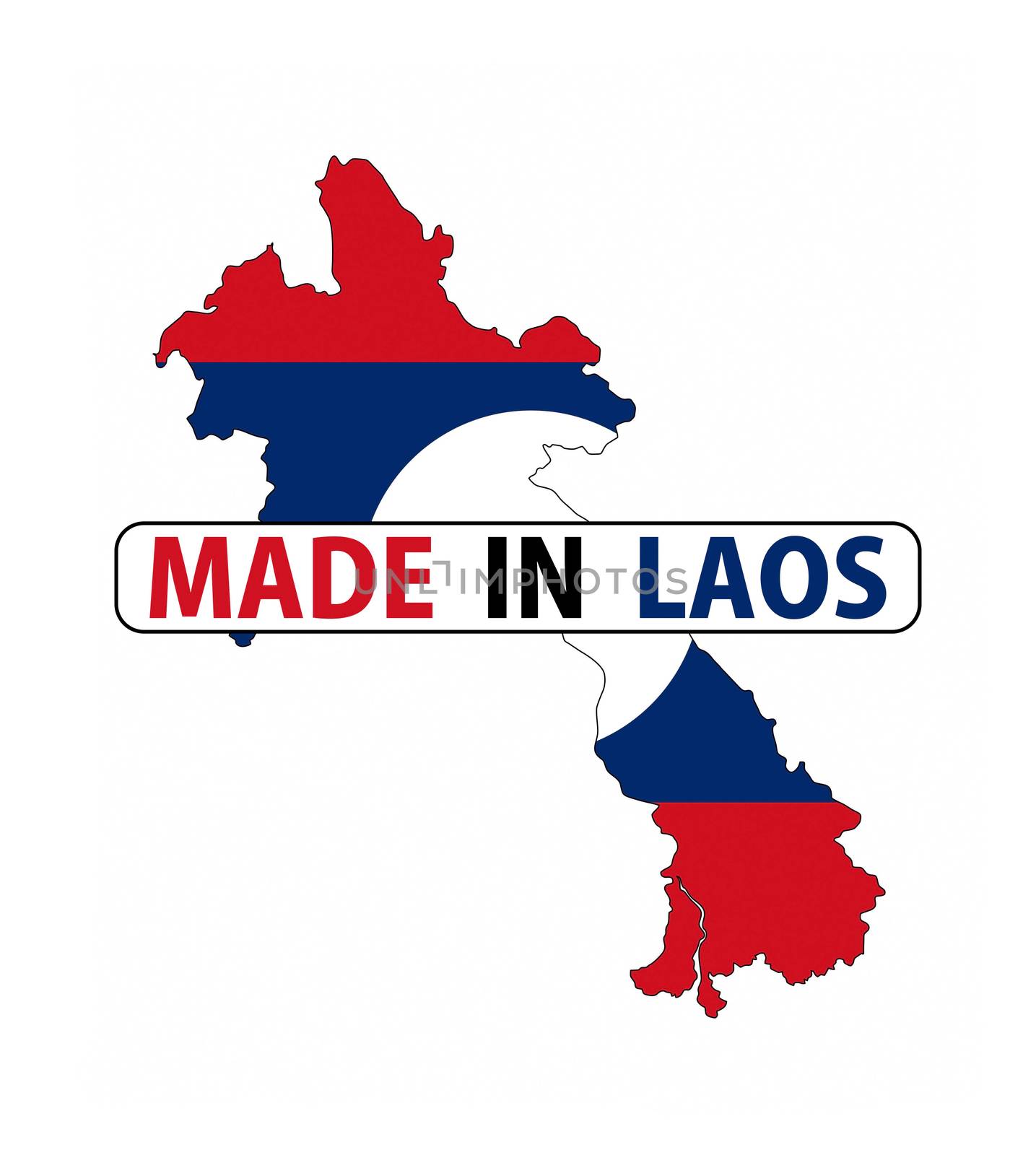 made in laos country national flag map shape with text