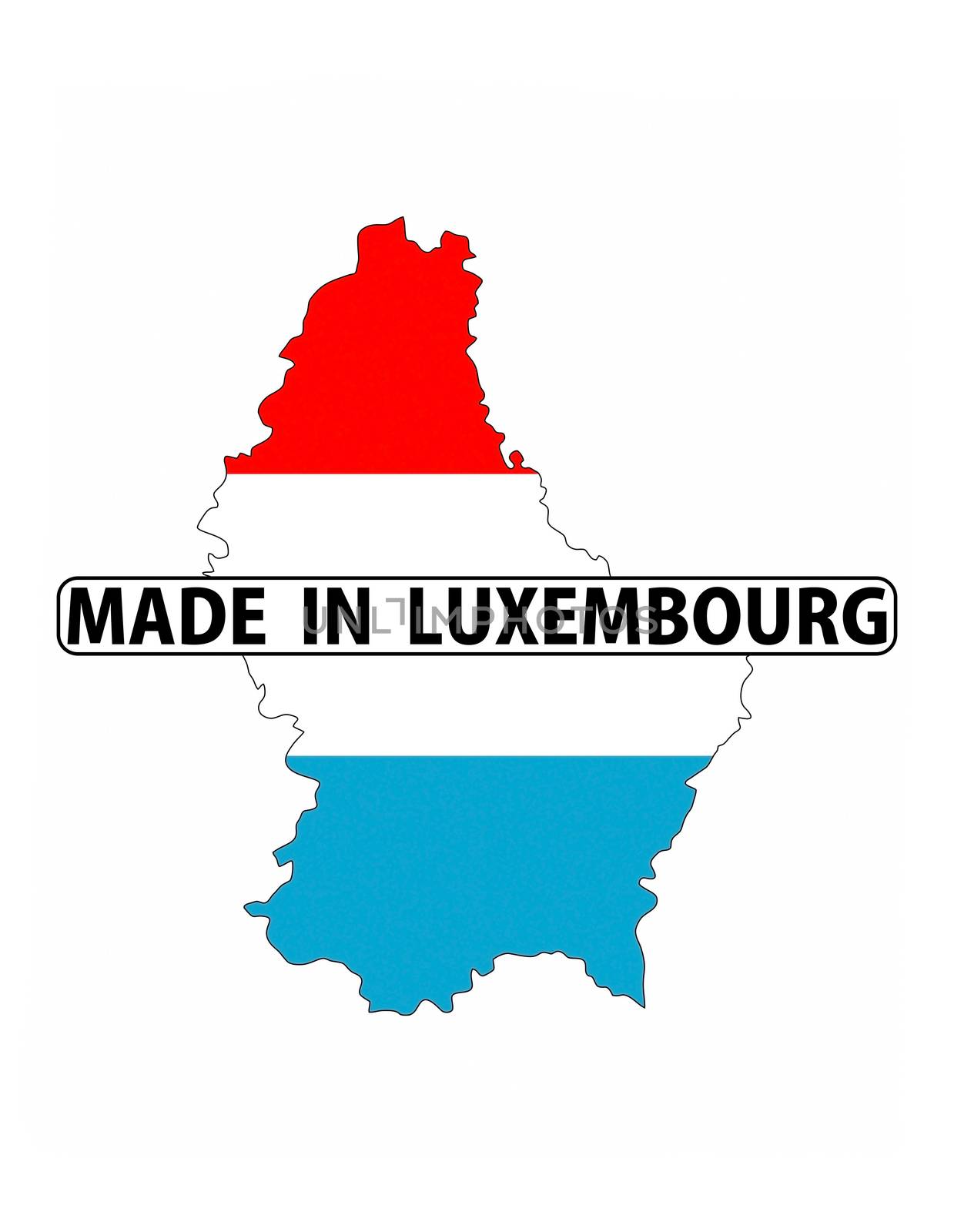 made in luxembourg country national flag map shape with text