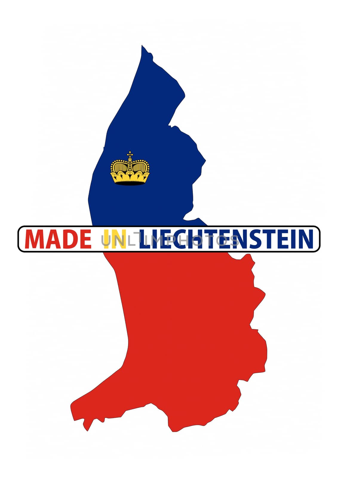 made in liechtenstein country national flag map shape with text