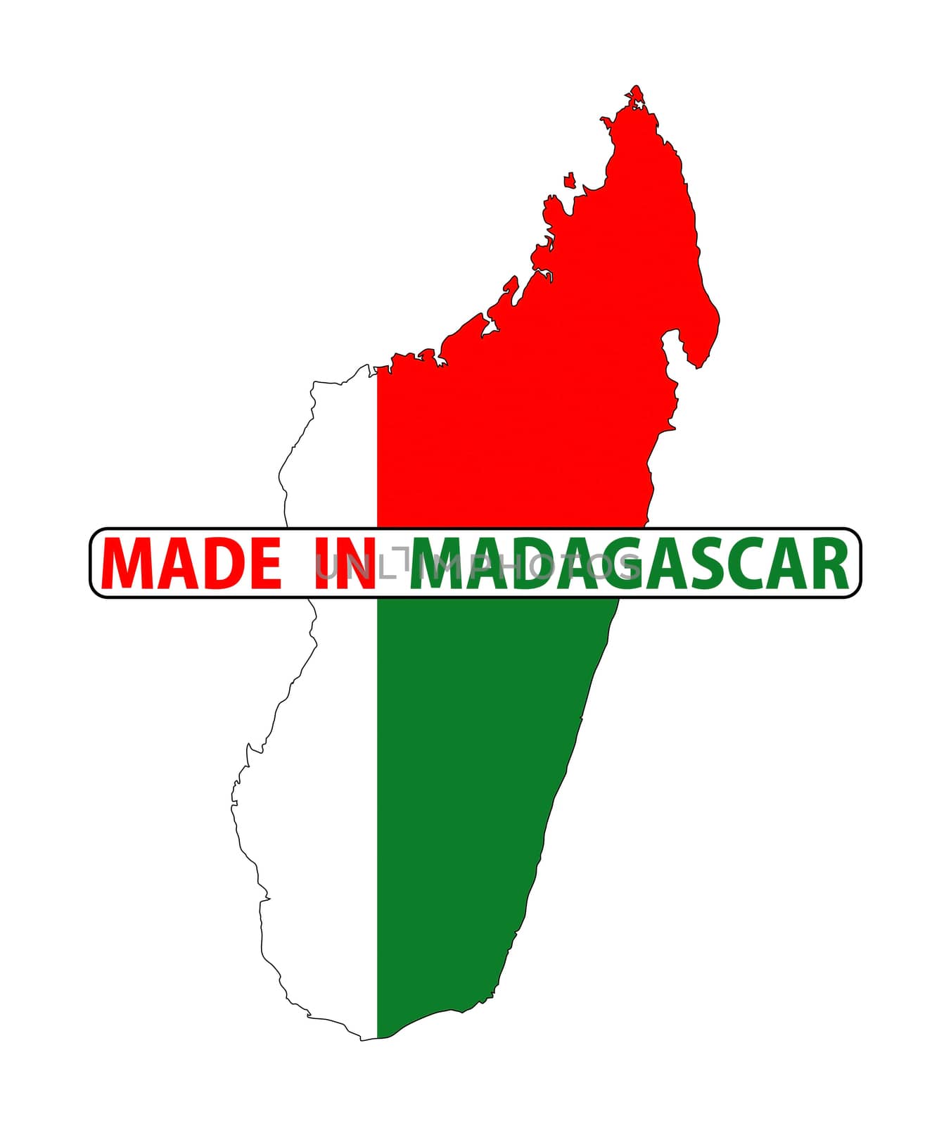 made in madagascar country national flag map shape with text