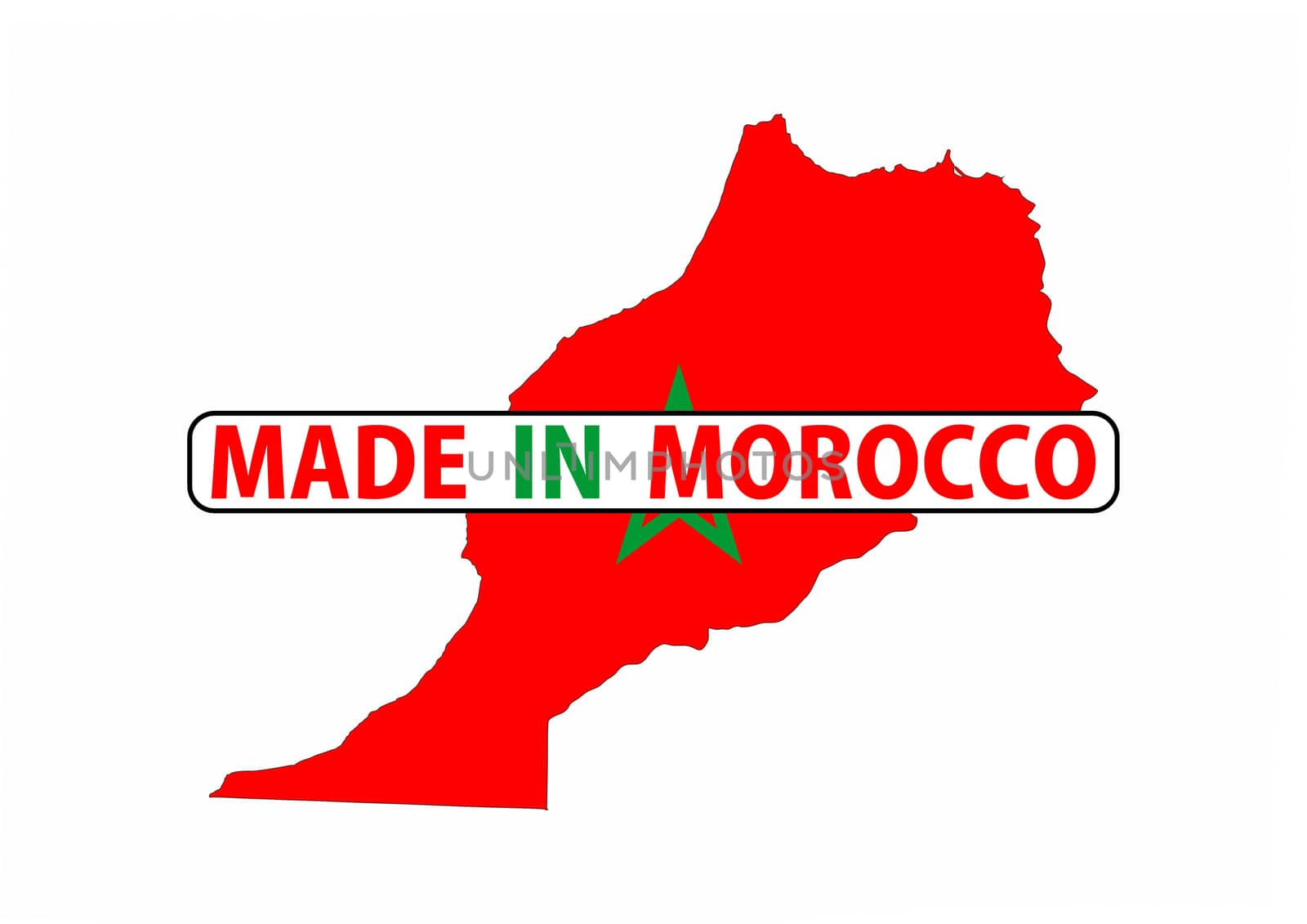 made in morocco country national flag map shape with text
