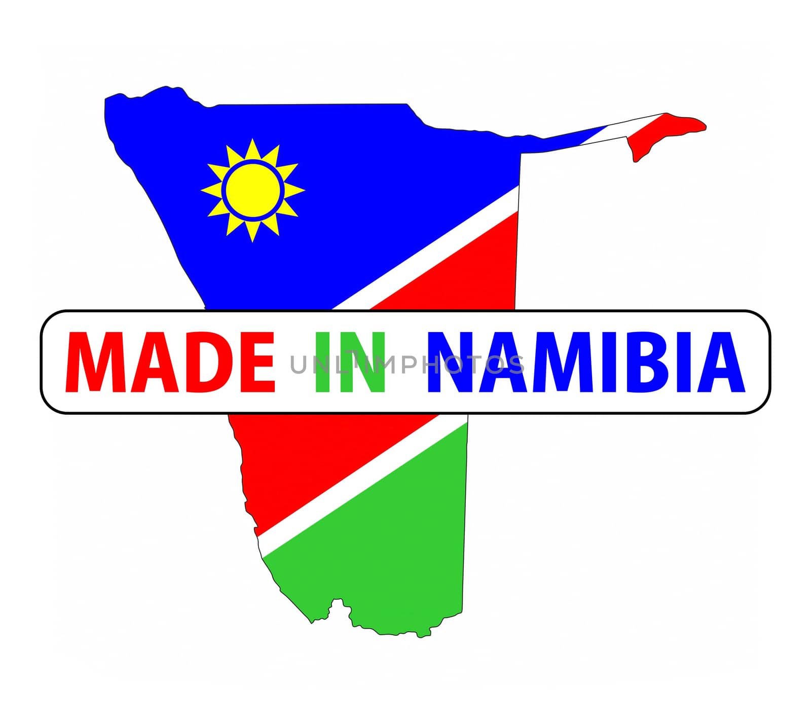 made in namibia country national flag map shape with text