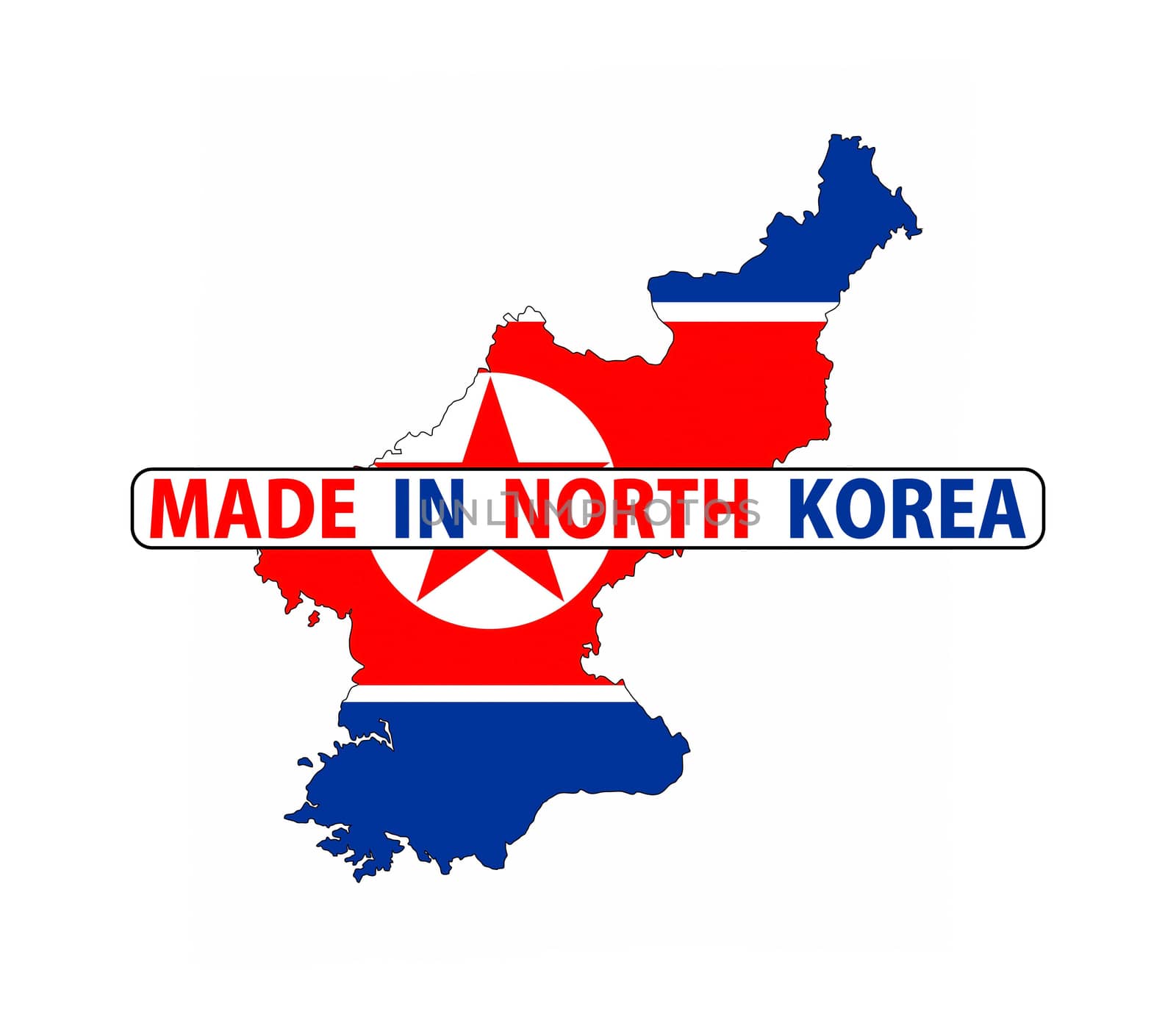 made in north korea country national flag map shape with text