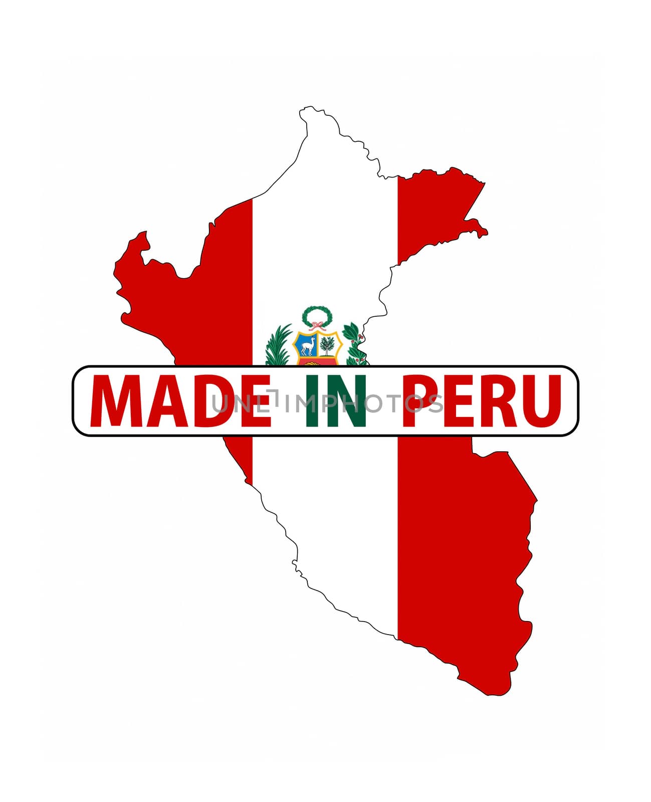 made in peru country national flag map shape with text